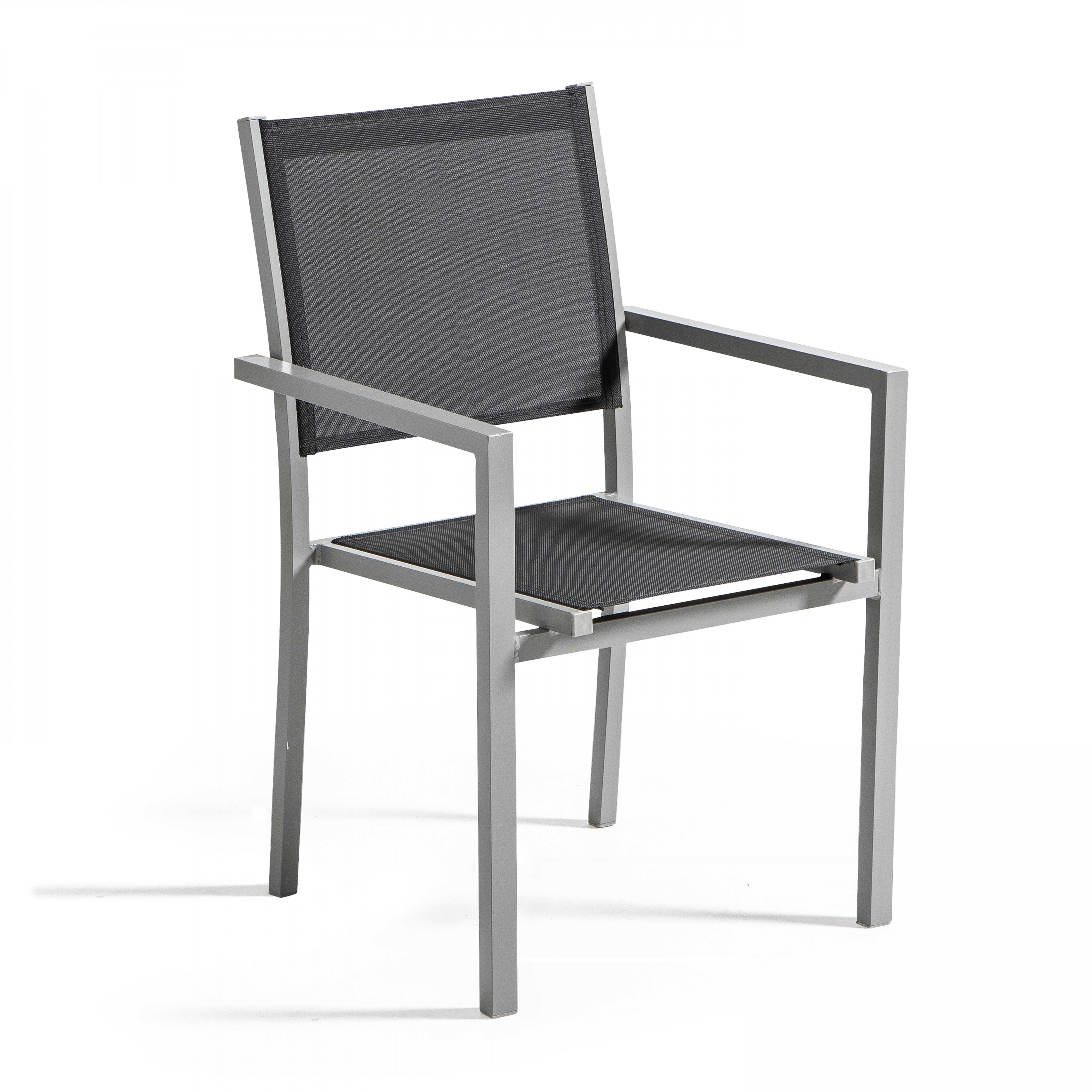 Lot de 2 fauteuils de jardin en aluminium et textilène gris
