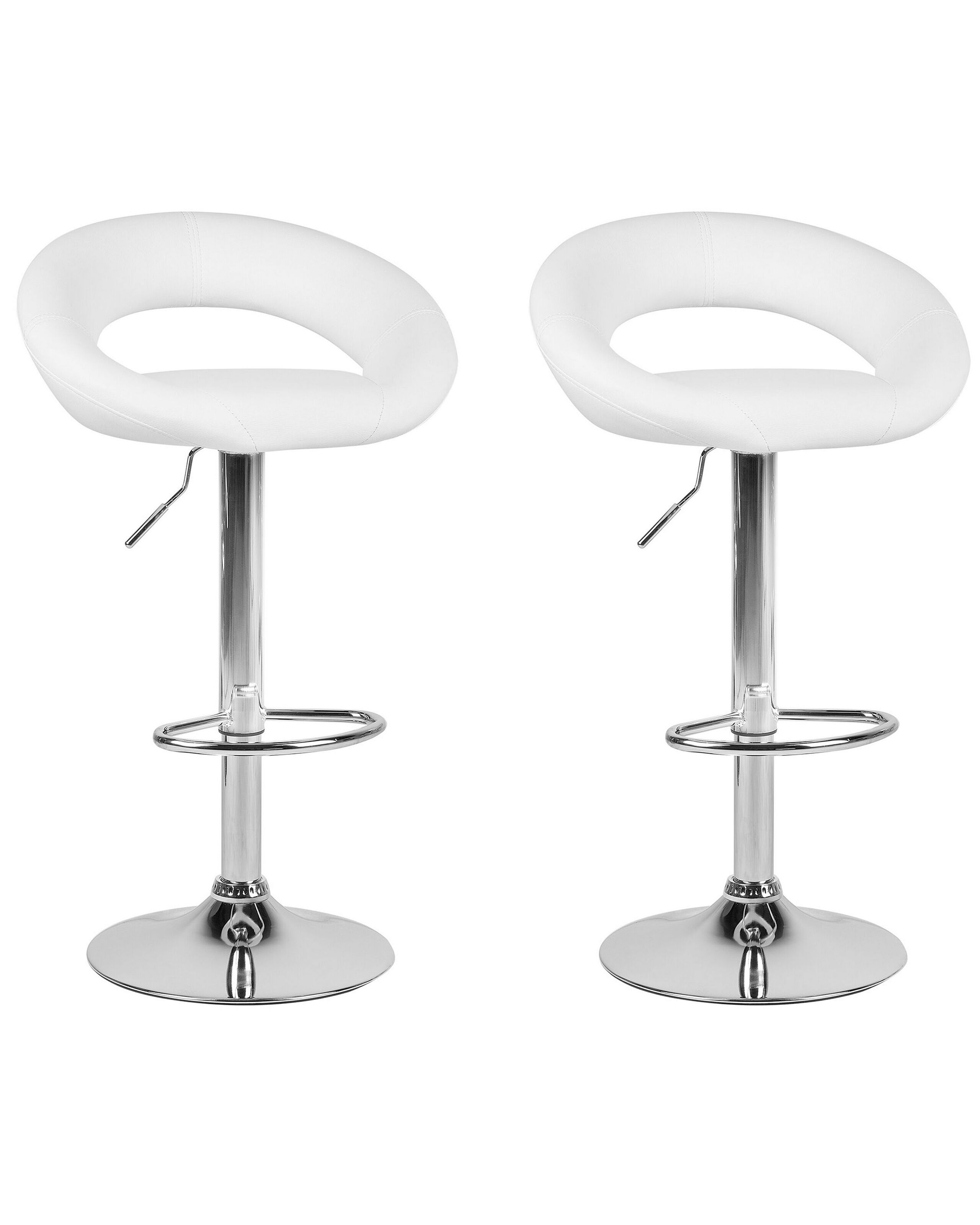 Tabouret rotatif Set de 2 Cuir PU Blanc