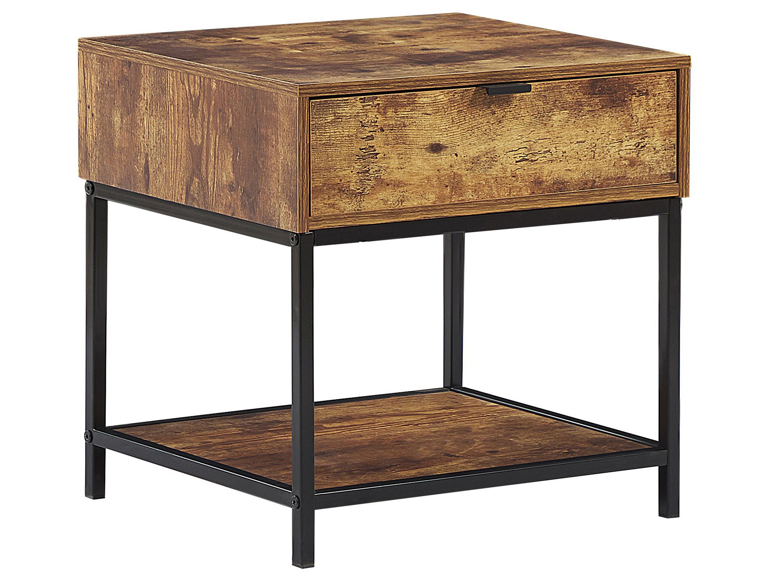 table appoint rectangulaire effet bois foncé et noire 45 x 40 cm