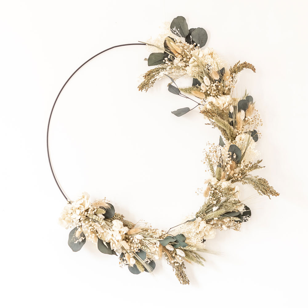 Couronne de fleurs séchées Henriette Diamètre 50cm