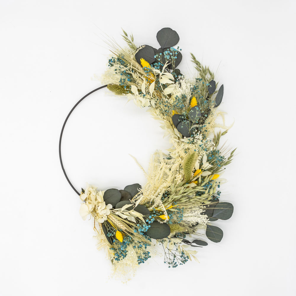 Couronne murale de fleurs séchées Herbert Diamètre 50cm