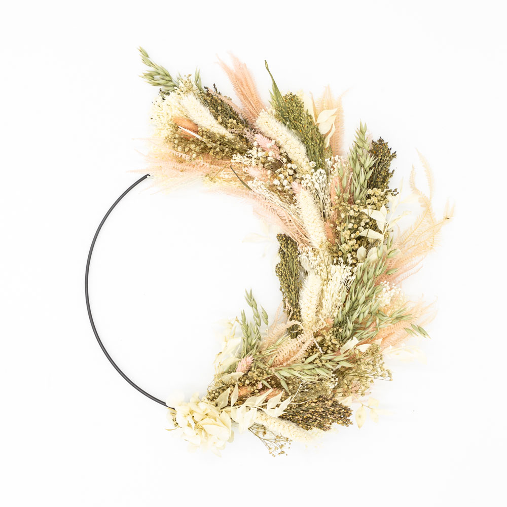 Couronne murale de fleurs séchées Heidi Diamètre 30cm