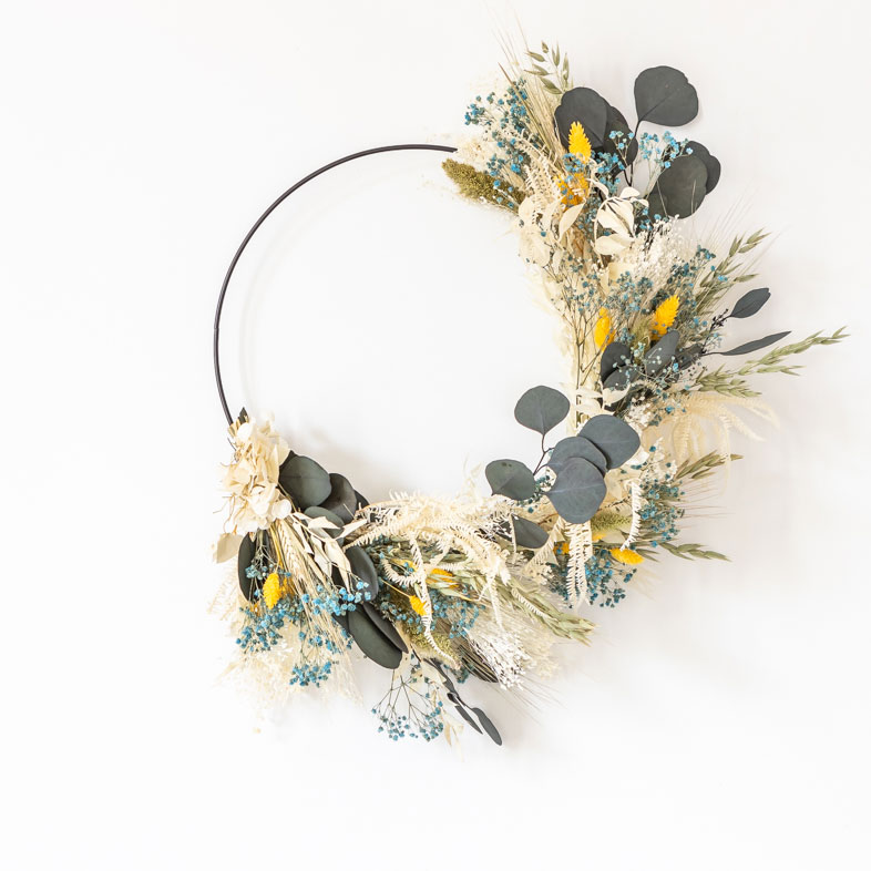Couronne murale de fleurs séchées Herbert Diamètre 20cm