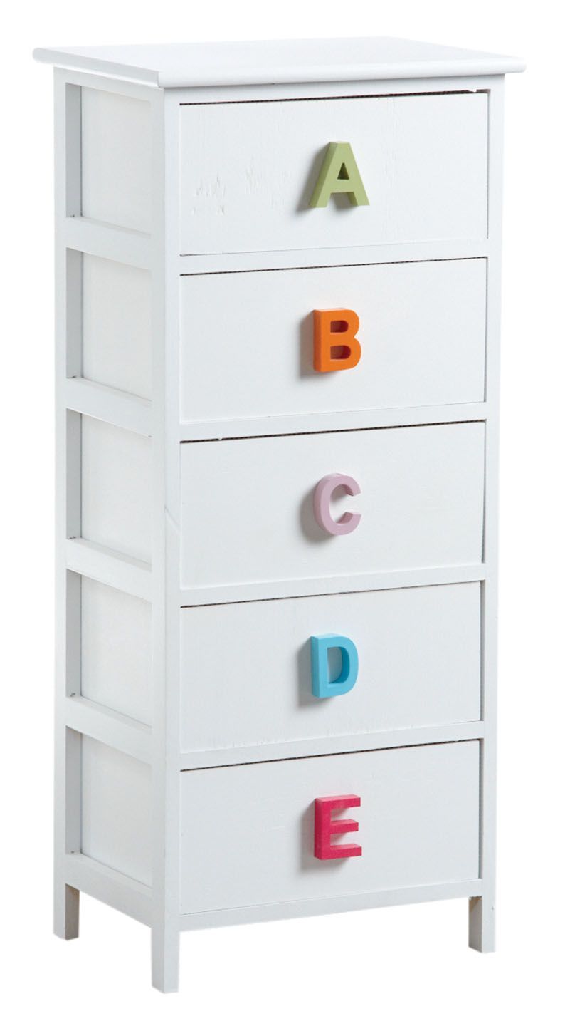 Commode chambre enfant alphabet 5 tiroirs 5 tiroirs