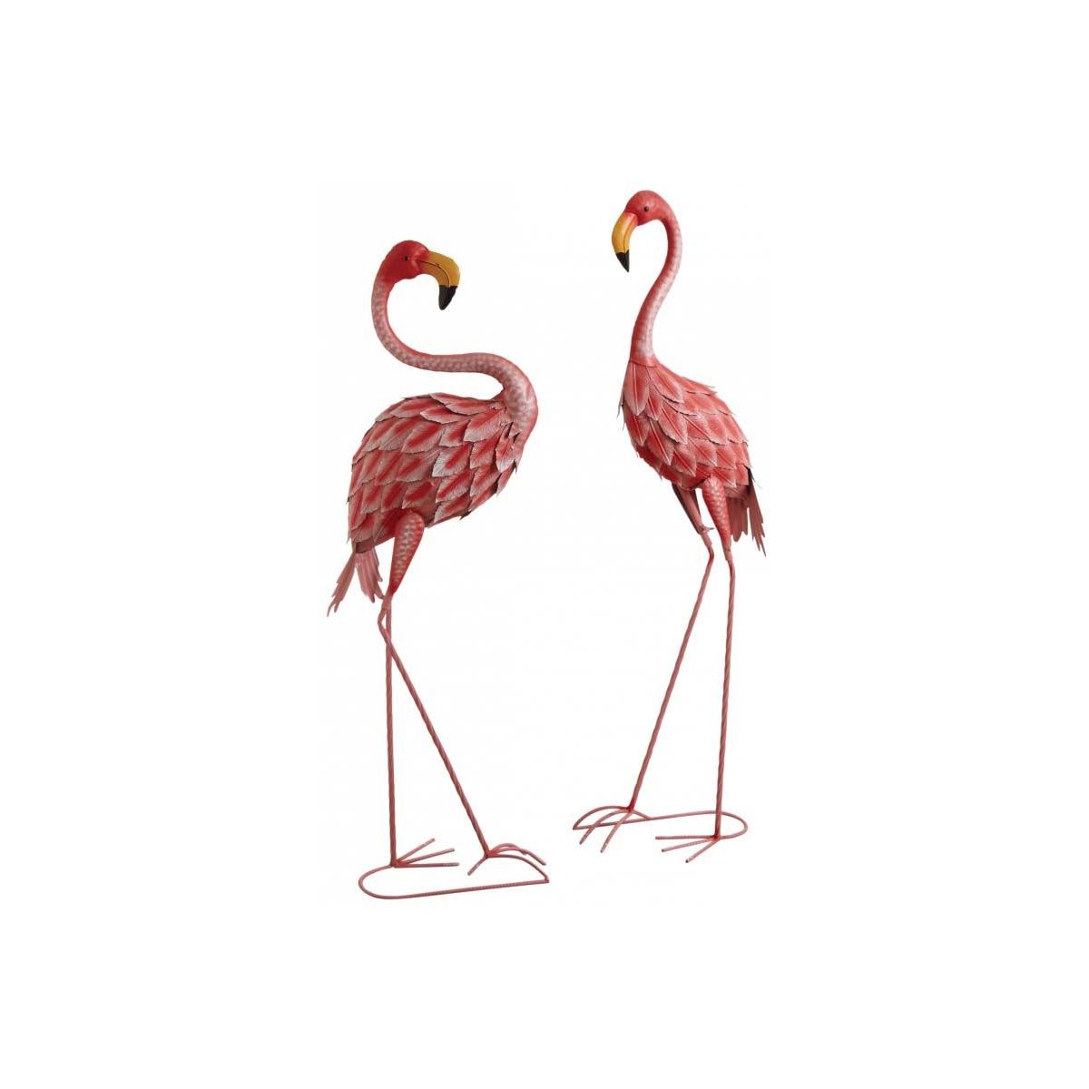 Flamant rose en métal laqué (lot de 2)