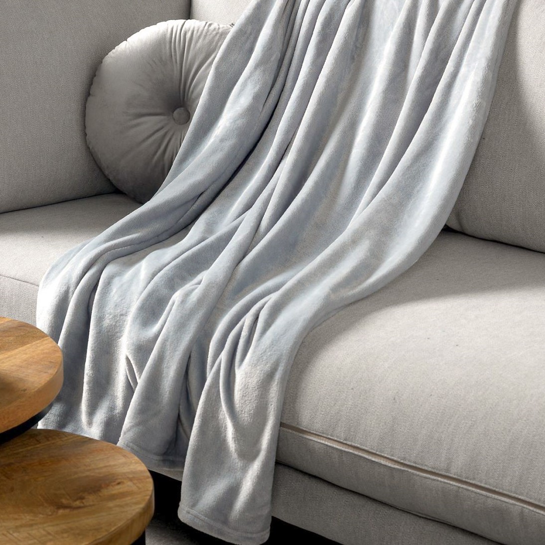 plaid gris fleece 150x200 cm uni