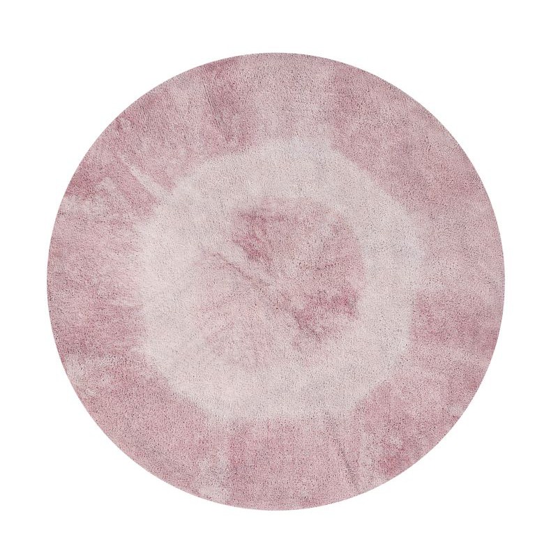 Tapis coton rond dégradé rose vintage D150