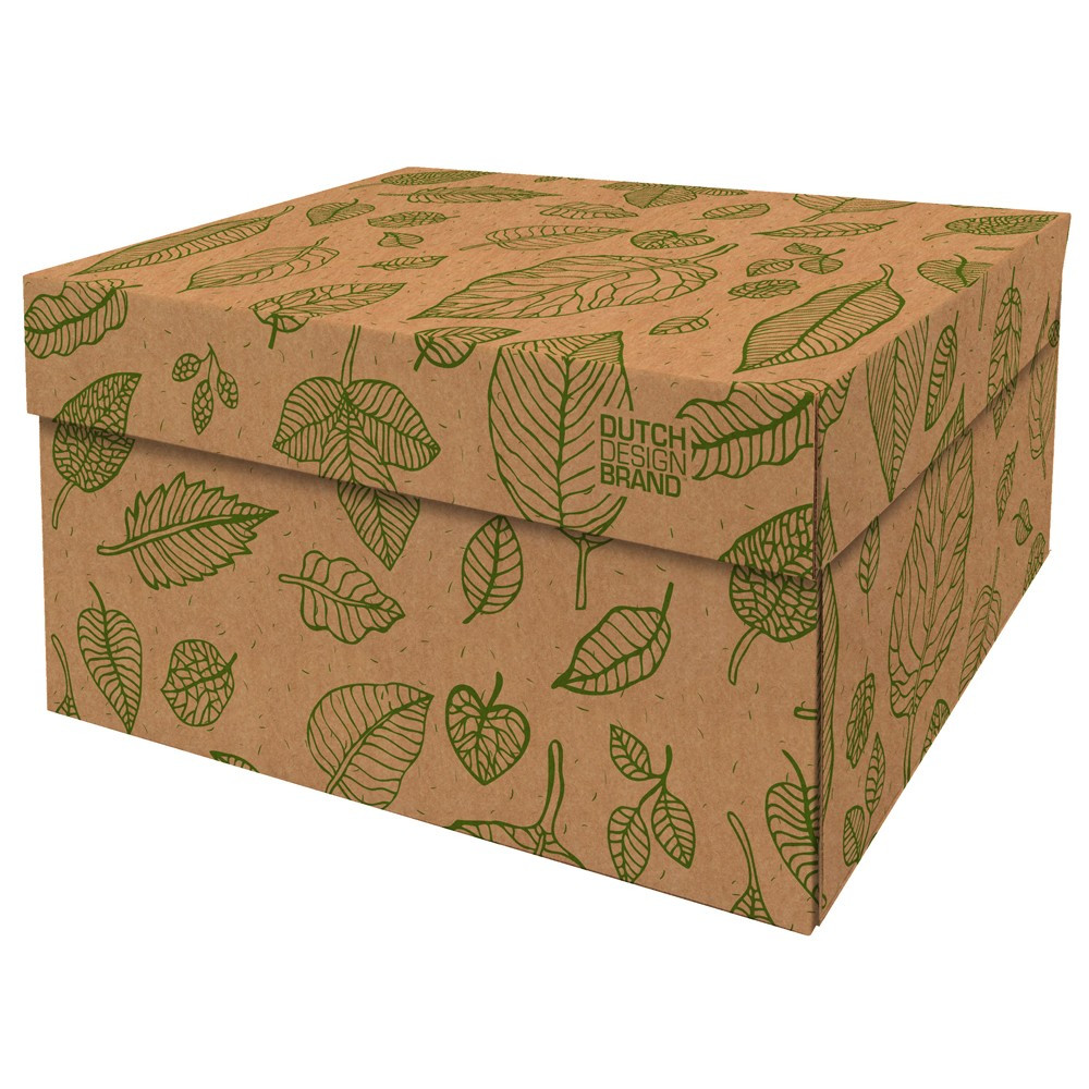 Boite de rangement natural leaves 39,5x32x21cm carton naturel