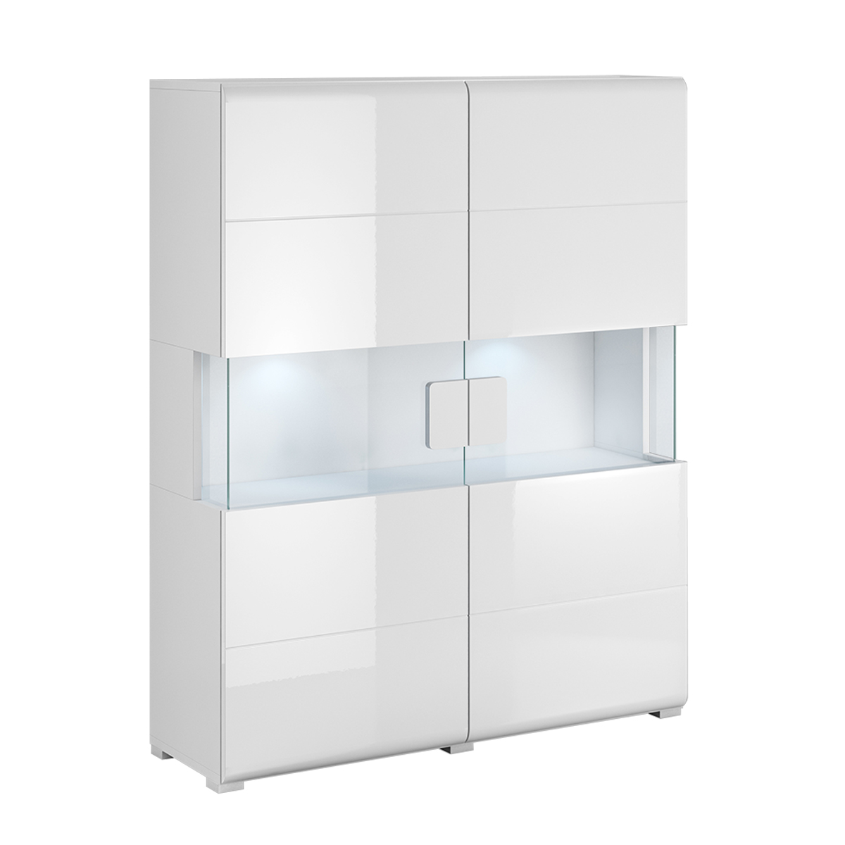 Vaisselier 2 portes avec LED stratifiés blanc