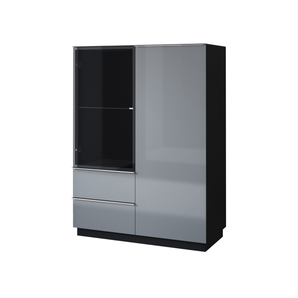 Vaisselier 2 portes 2 tiroirs stratifiés gris noir