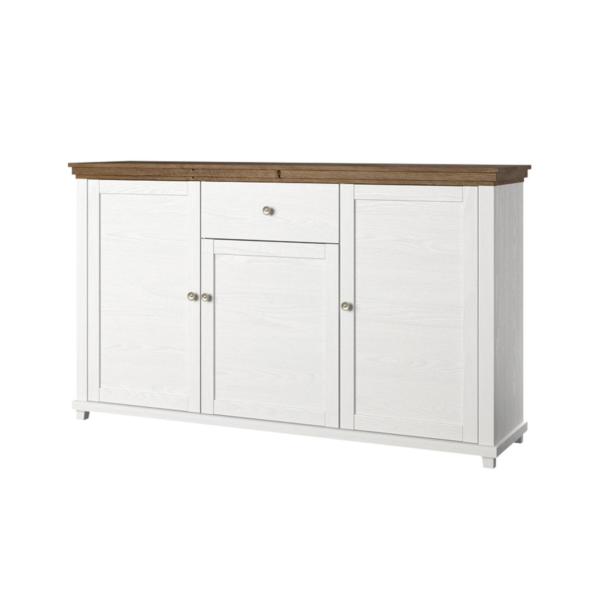 Buffet 3 portes 1 tiroir stratifiés beige et blanc