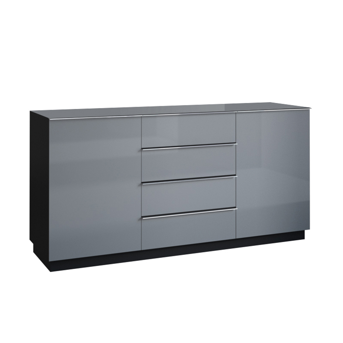 Buffet 2 portes 4 tiroirs stratifiés gris noir
