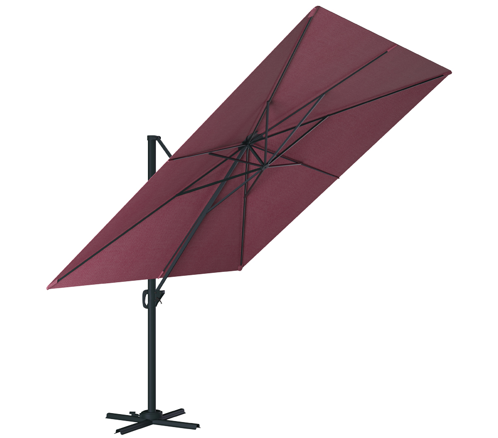 Parasol déporté 3x3m en aluminium bordeaux