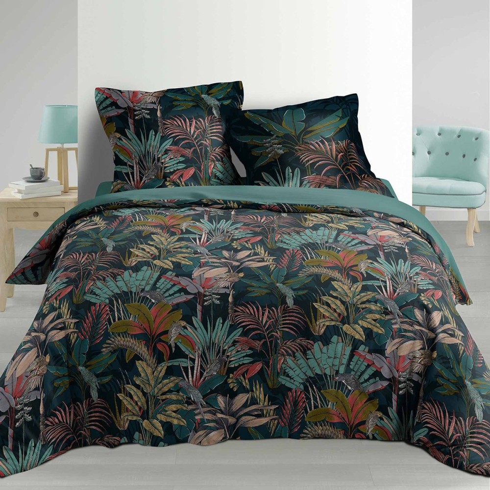 Housse de couette coton percale 78 fils 240x260cm + 2 taies Housse de couette coton percale 78 fils 240x260cm + 2 taies