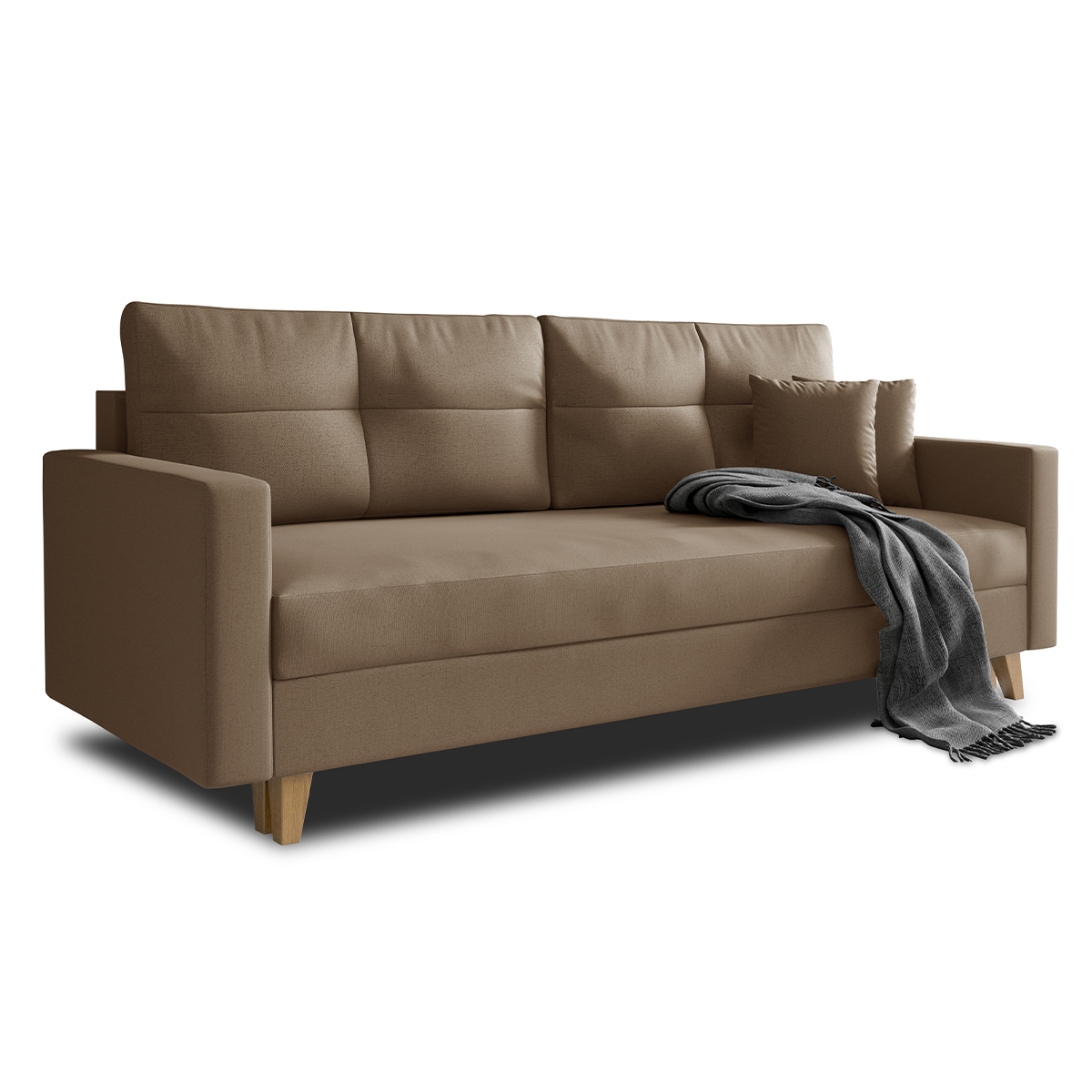 Canapé droit 3 places Beige Tissu