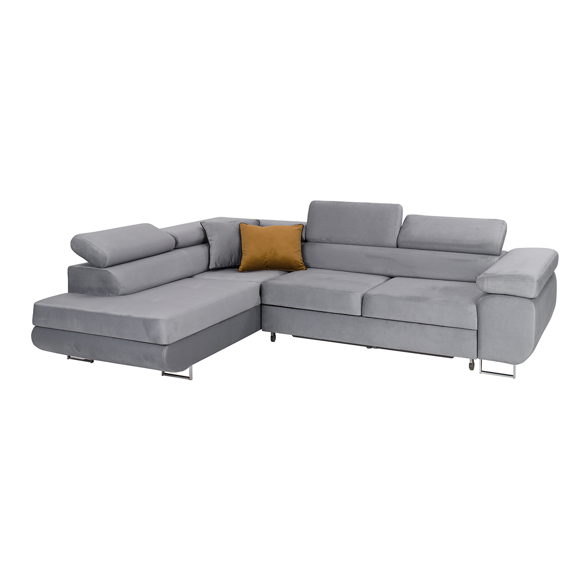Wilson - Canapé d'angle convertible gauche 4 places velours gris - Vue supplémentaire 2
