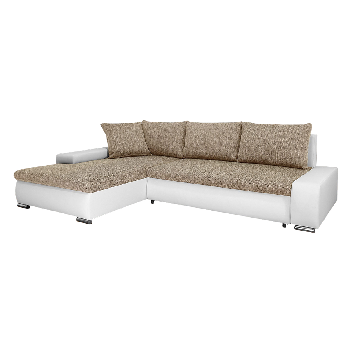 Canapé d'angle 4 places Beige Tissu