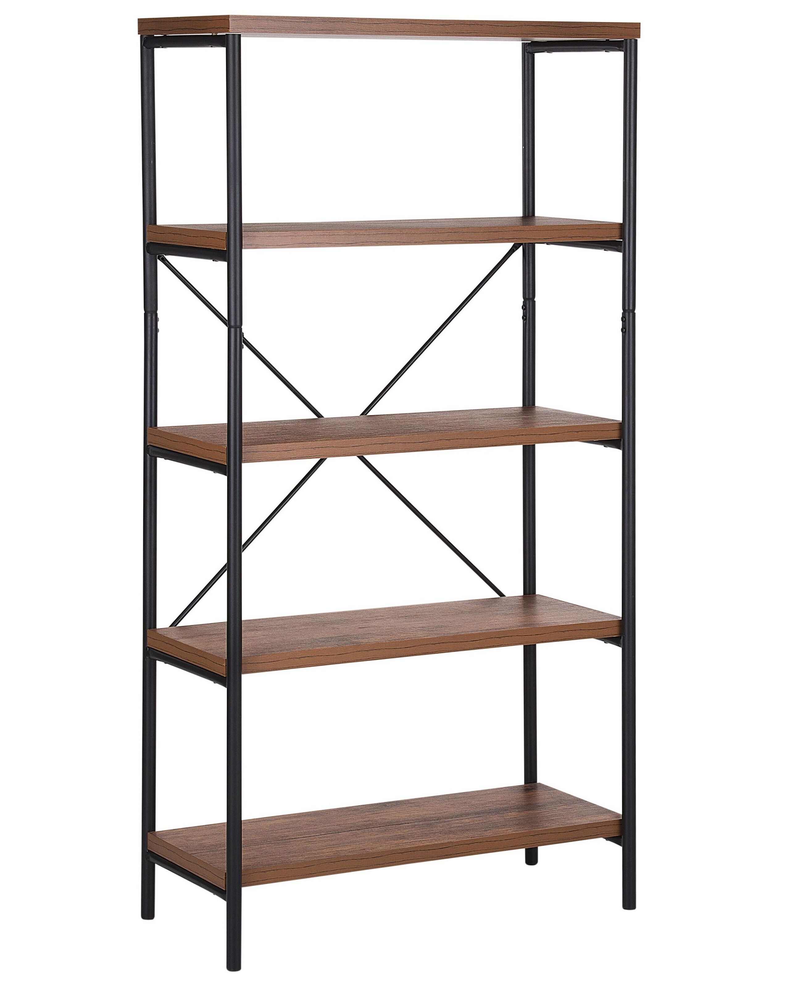 Bibliothèque 4 étagères bois effet foncé