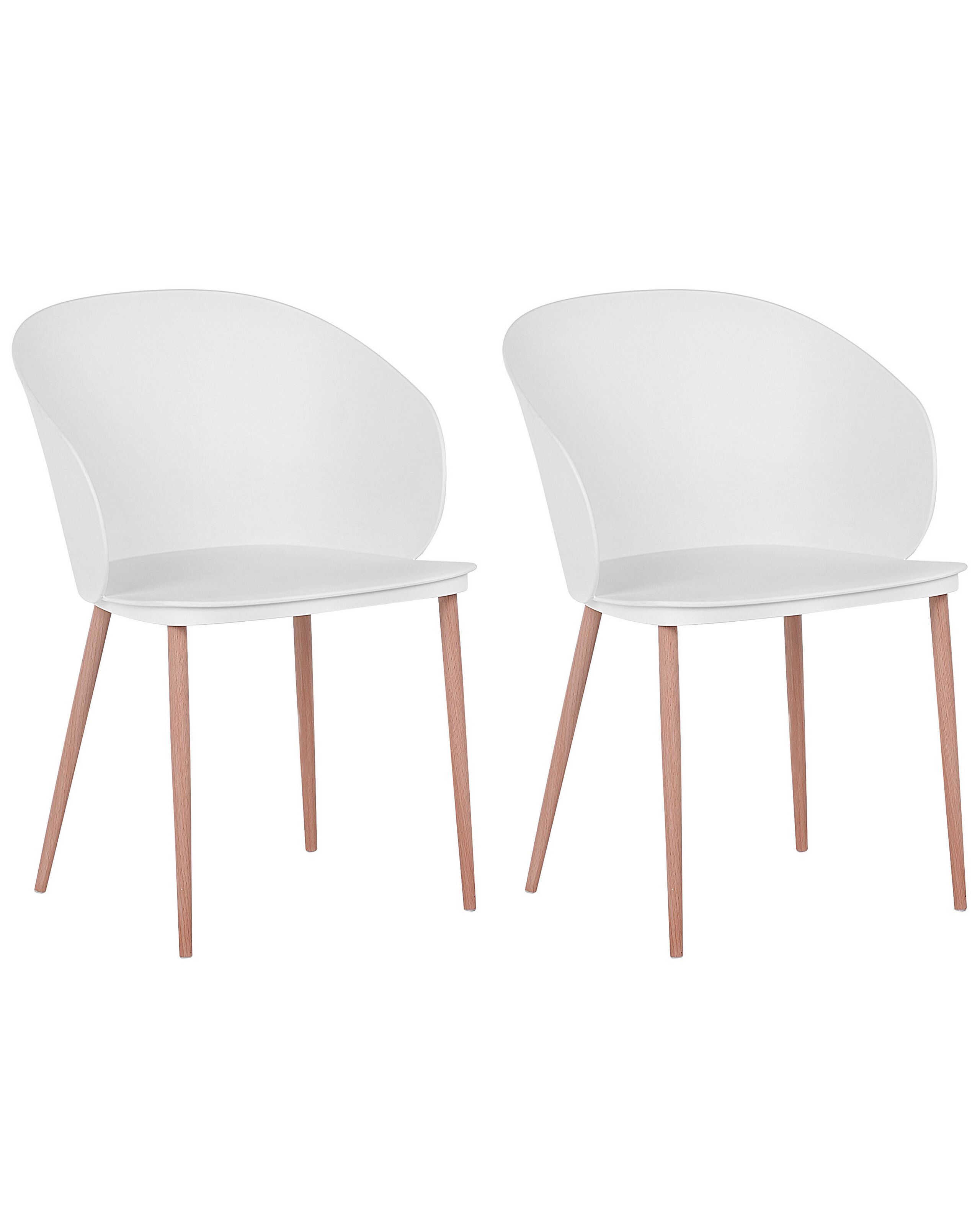Conjunto de 2 sillas de comedor blanco madera clara