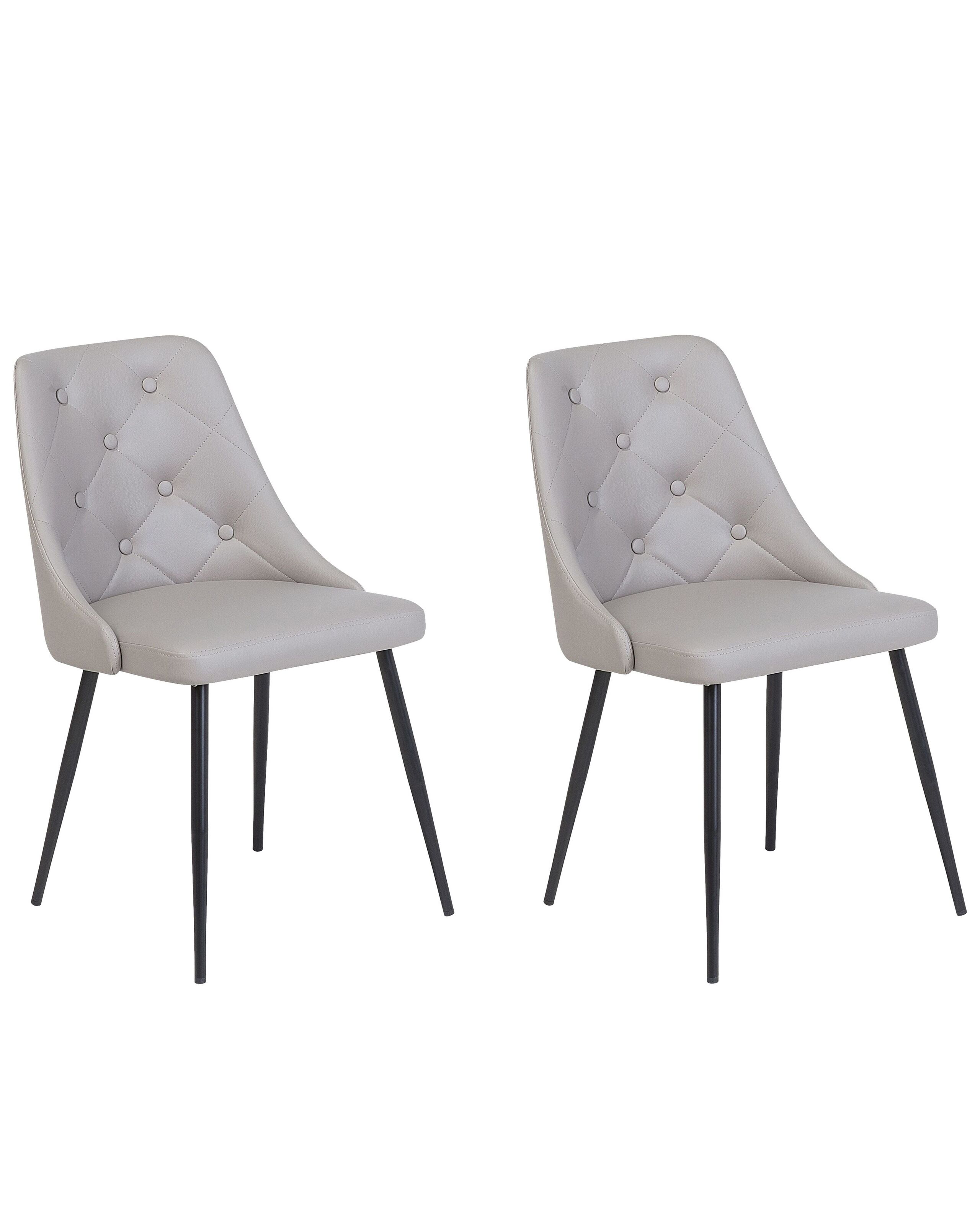 Lot de 2 chaise de salle à mangers en cuir pu gris 49x81cm