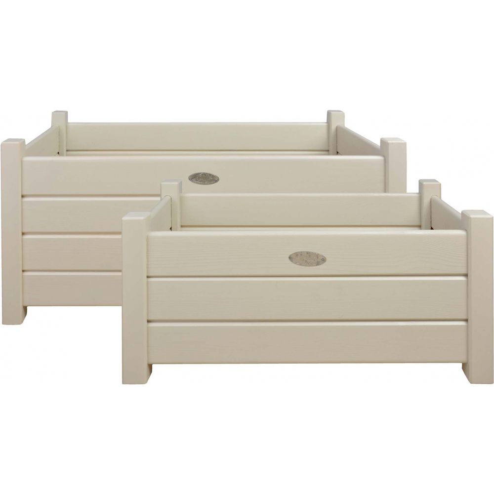 Bacs à fleurs rectangulaires (lot de 2) blanc Bacs à fleurs rectangulaires (lot de 2) blanc