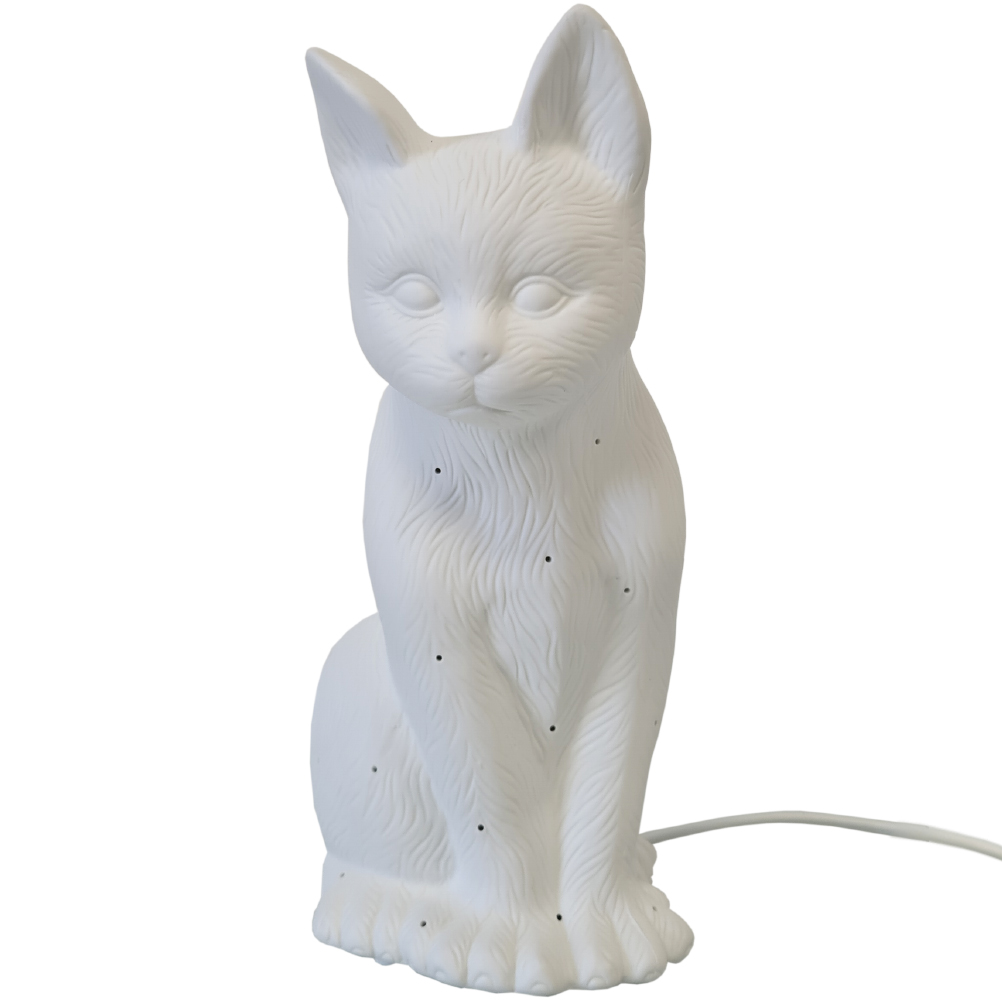 Lampe à poser blanche chat Lampe à poser blanche chat