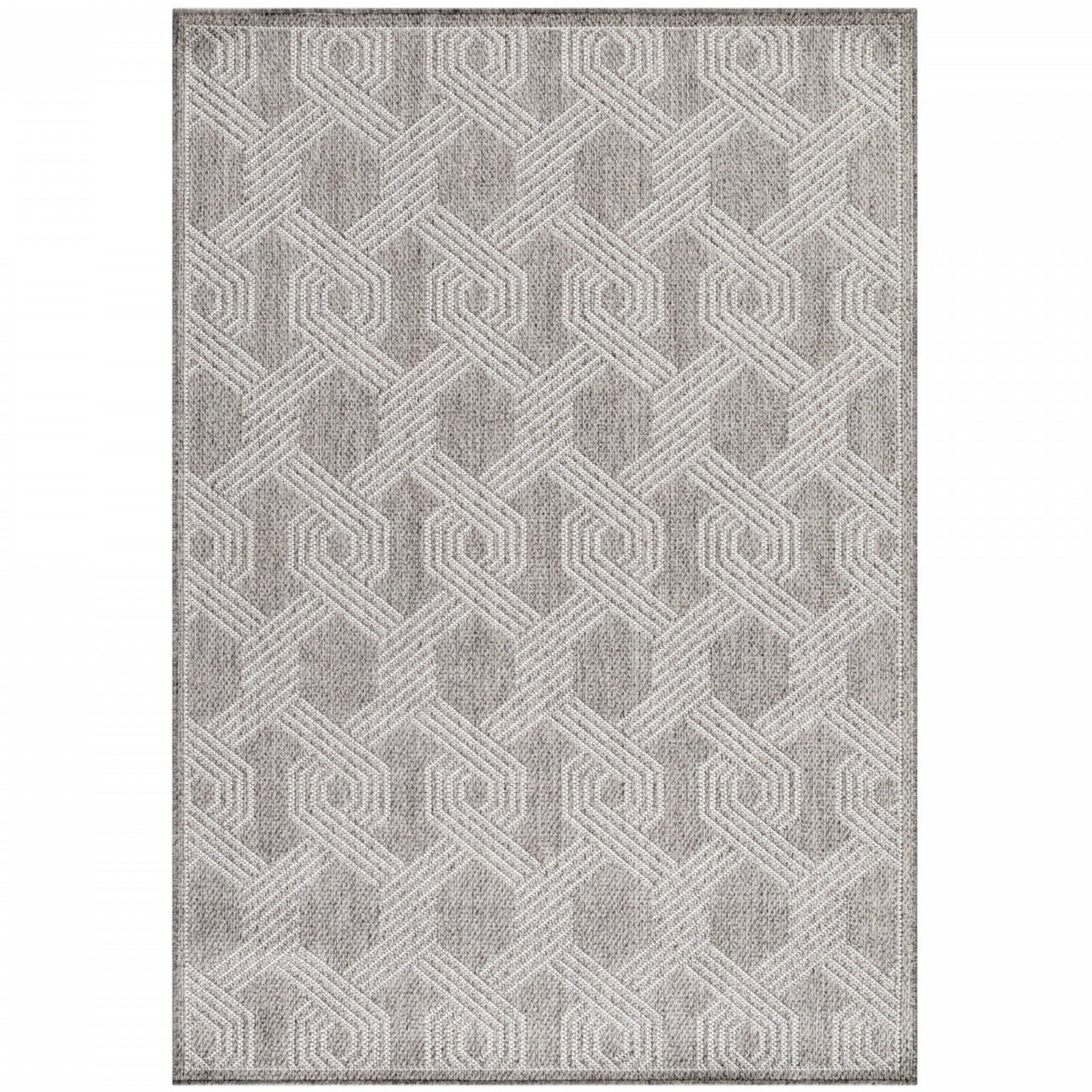 Tapis extérieur tissé plat gris et greige 160x230cm