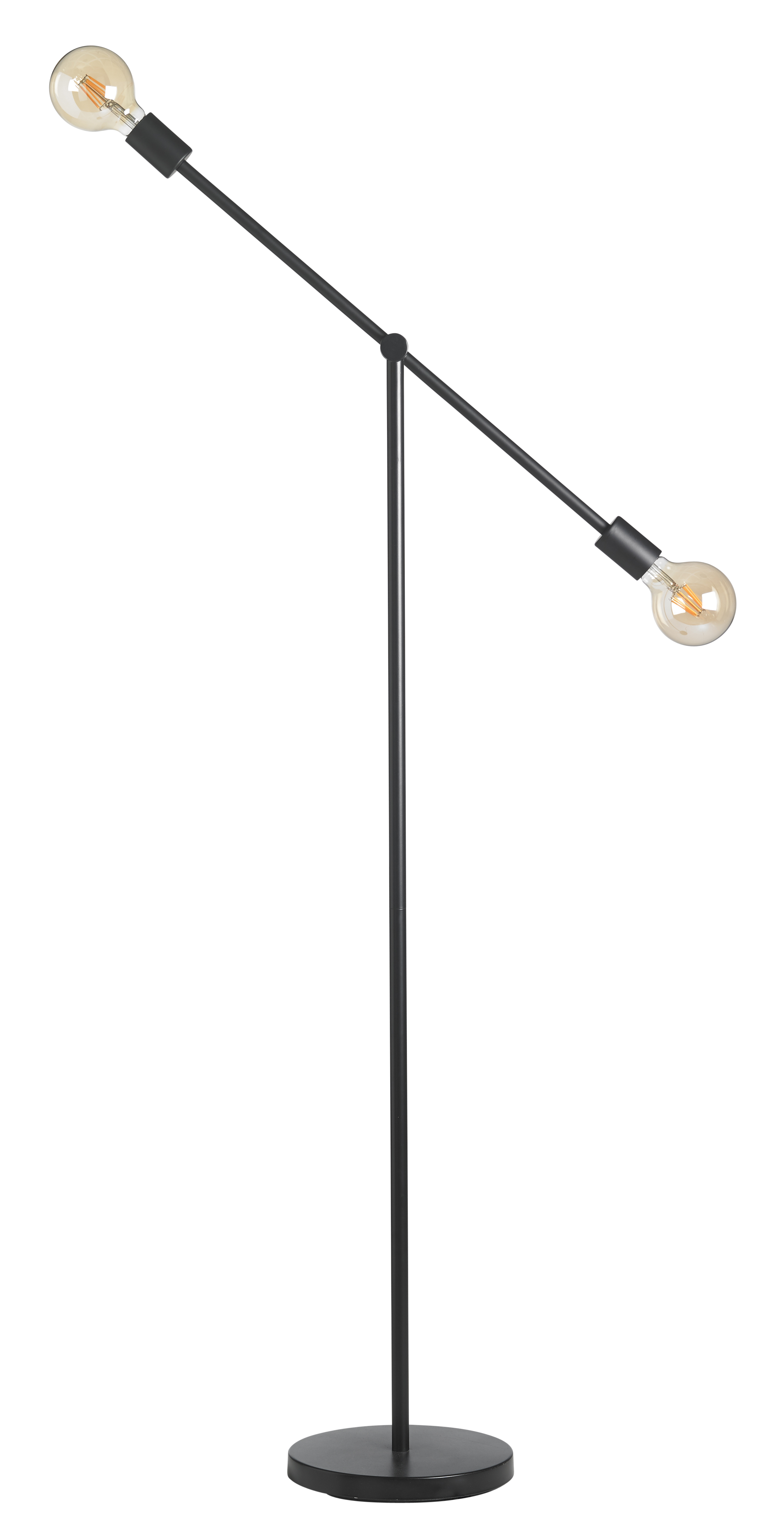 Lámpara de pie de metal negro con 2 casquillos 140x74x30cm