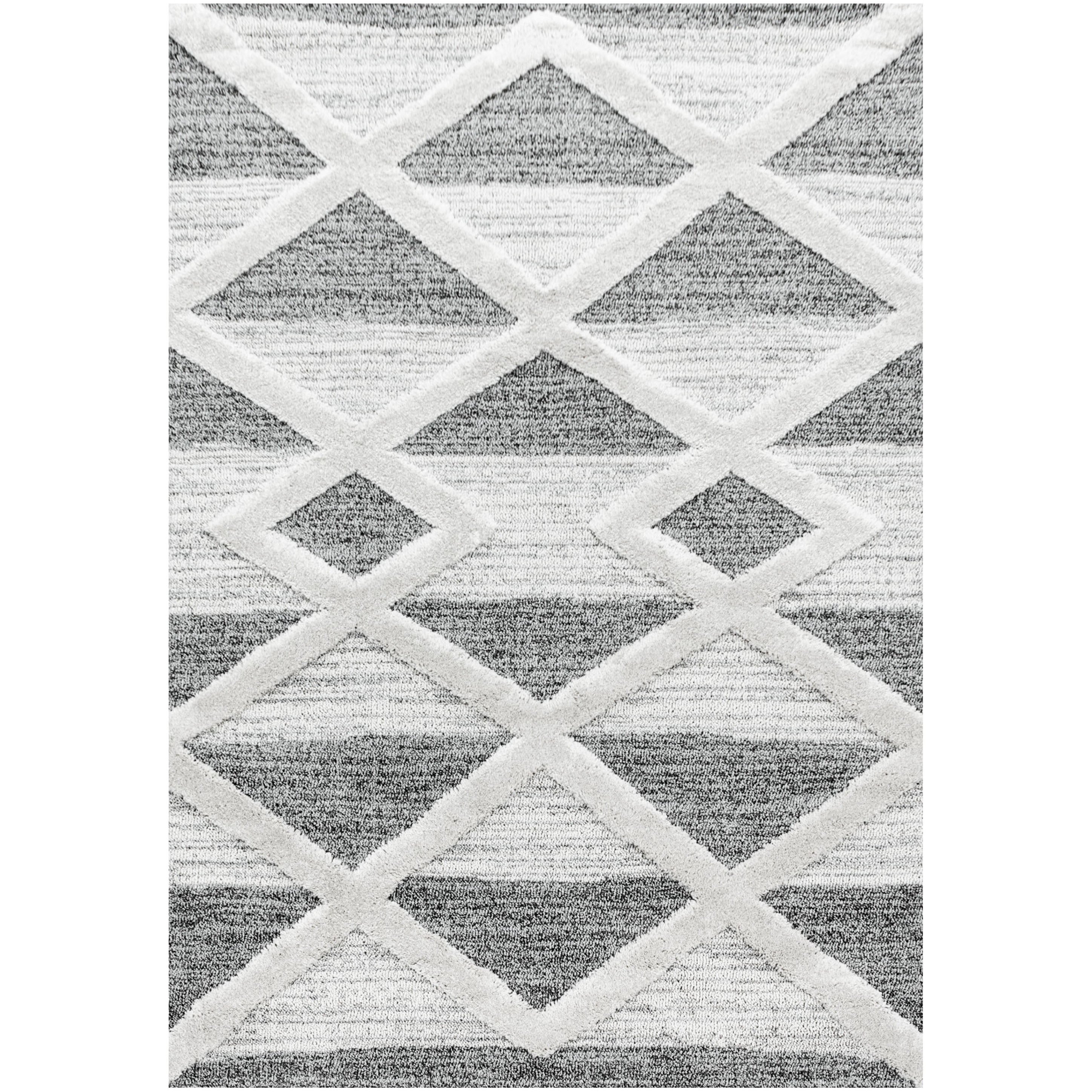 Tapis bohème à relief blanc et gris 200x290cm Tapis bohème à relief blanc et gris 200x290cm