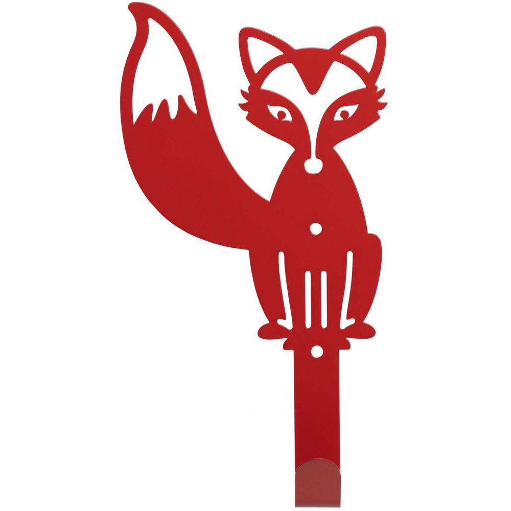 Patère enfant en métal 1 crochet renard rouge grand modèle