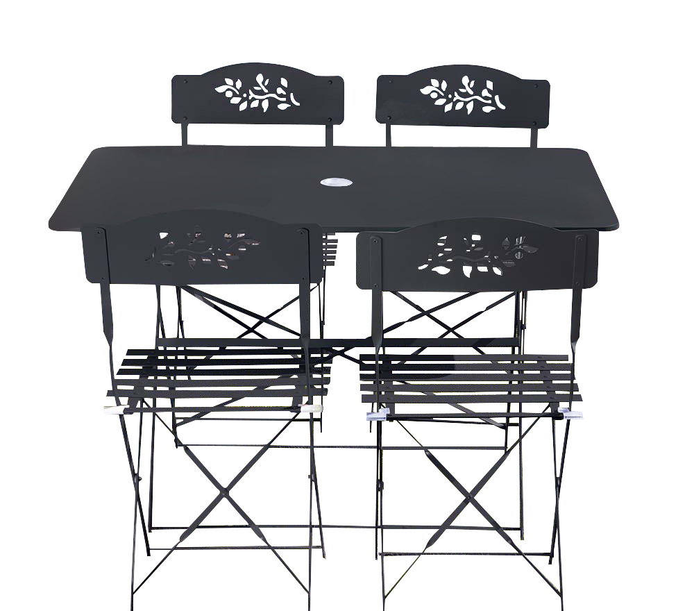 Ensemble repas de jardin 4 places en acier gris anthracite