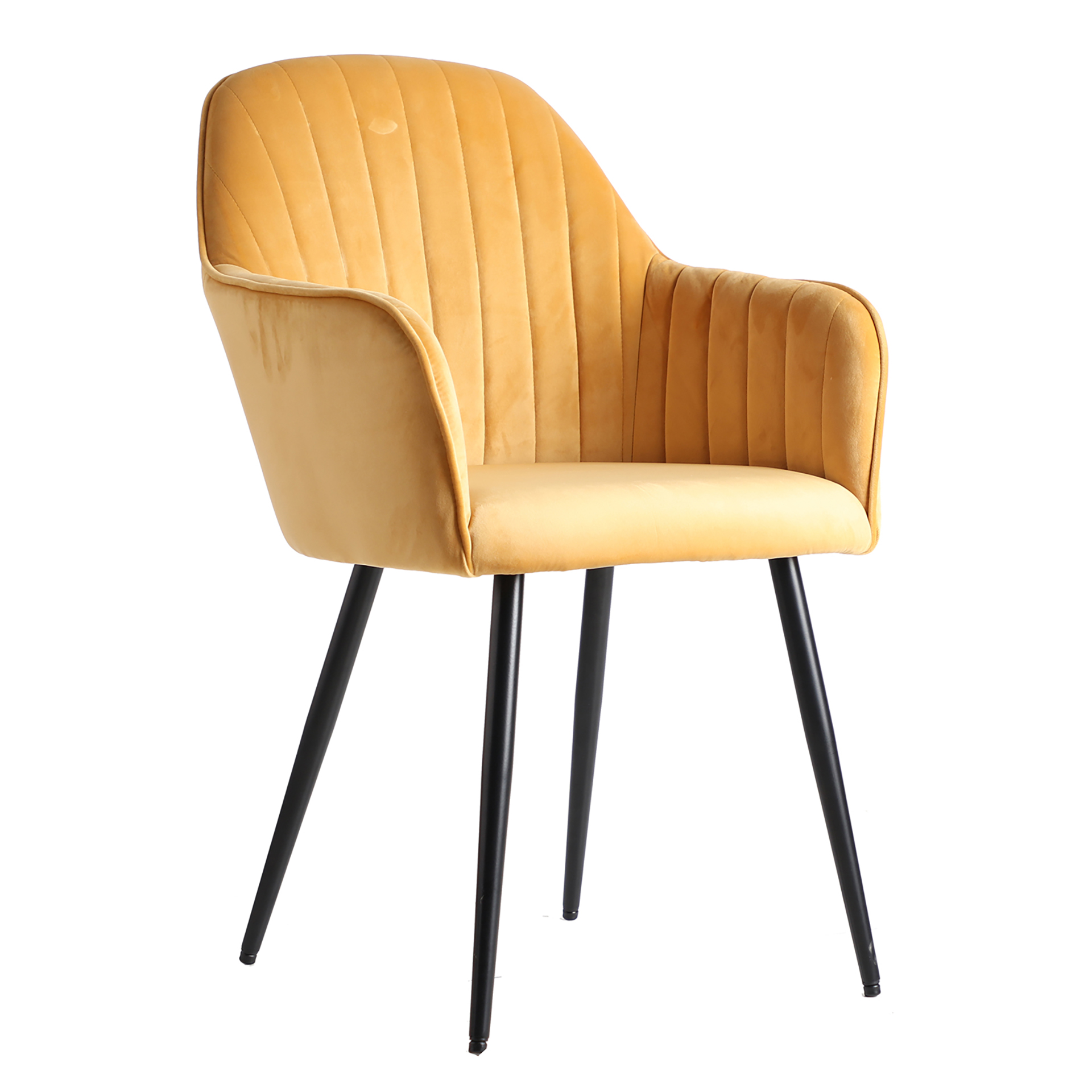 chaise en chenille moutarde 54x61x85 cm