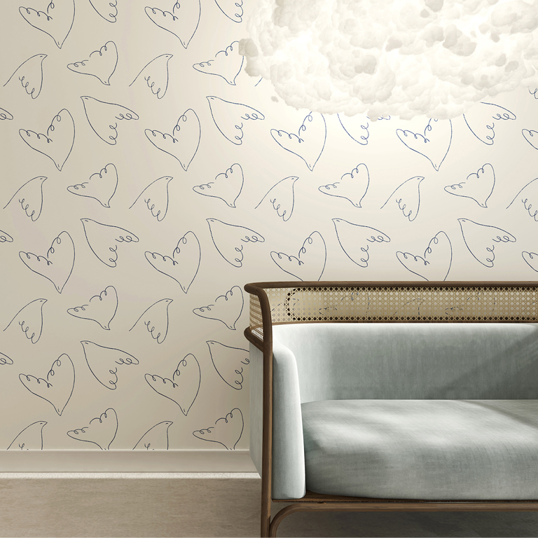 Rouleau de papier peint Imagine creme oiseaux Rouleau de papier peint Imagine creme oiseaux