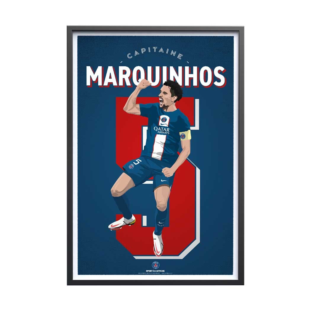 Affiche Football PSG - Illustration Marquinhos 30 x 40 cm