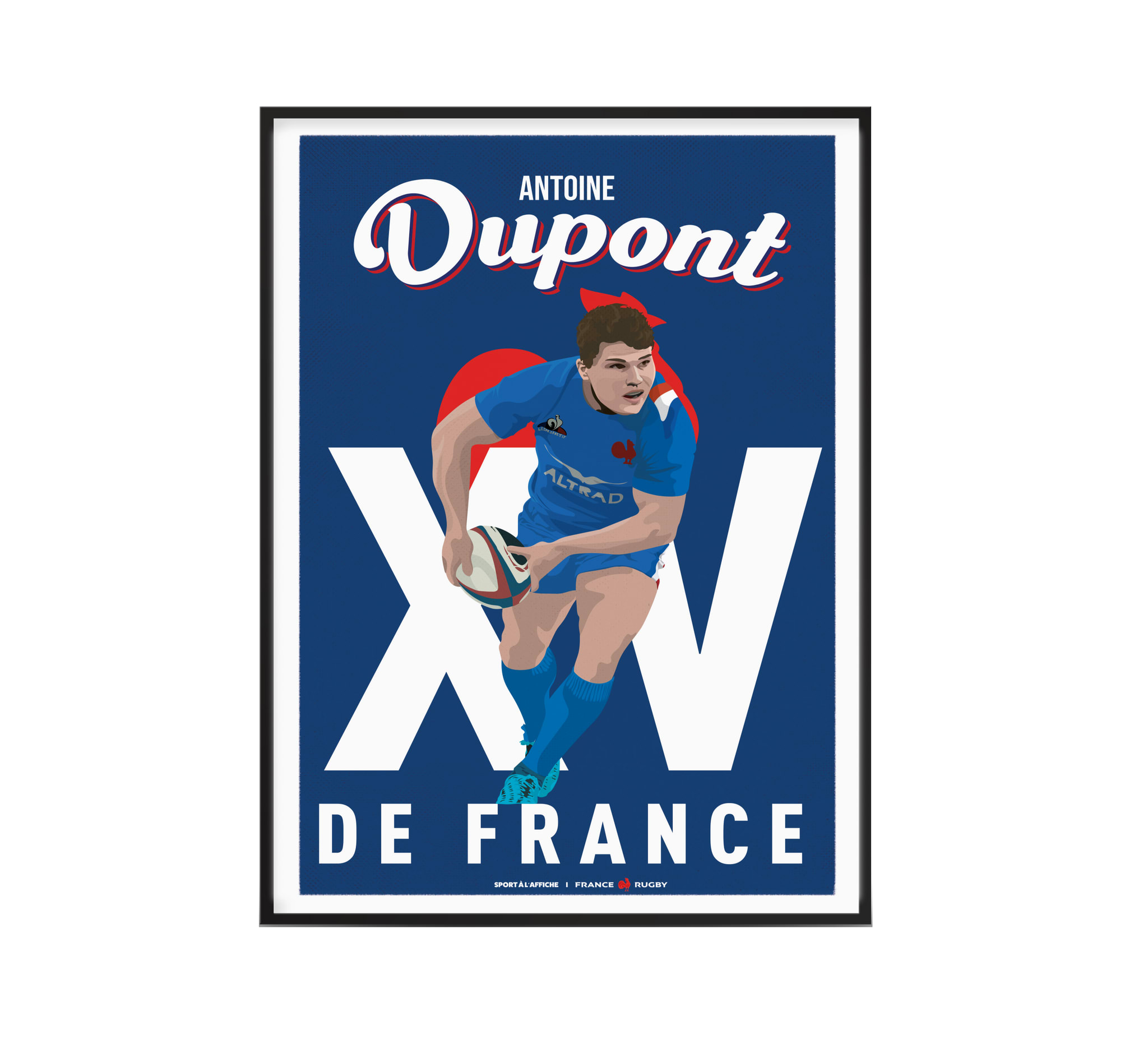 Affiche France Rugby - Illustration Anoitne Dupont 30 x 40 cm