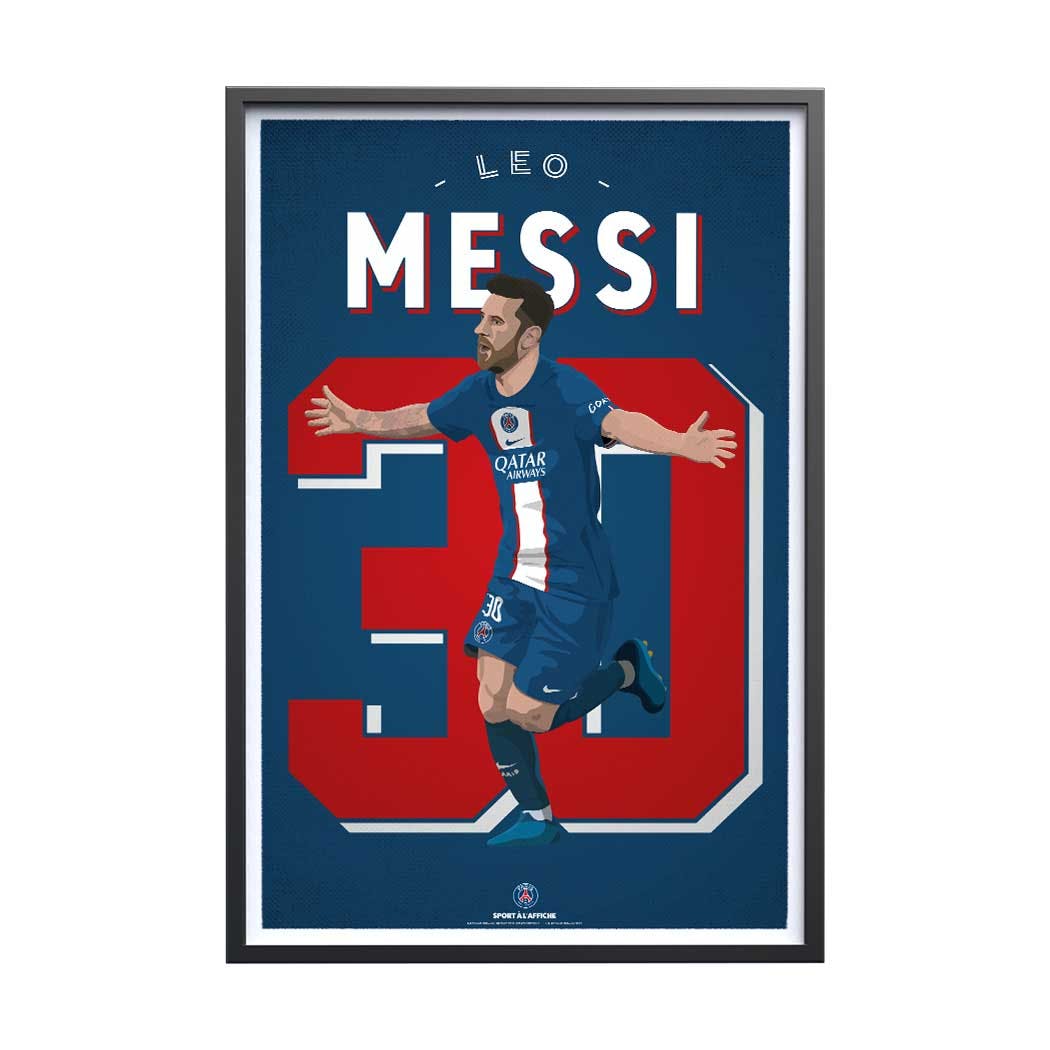 Affiche Football PSG - Illustration Lionel Messi 30 x 40 cm