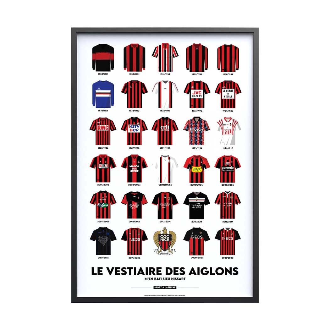 Affiche Football OGC Nice - Le Vestiaire des Aiglons 40 x 60 cm