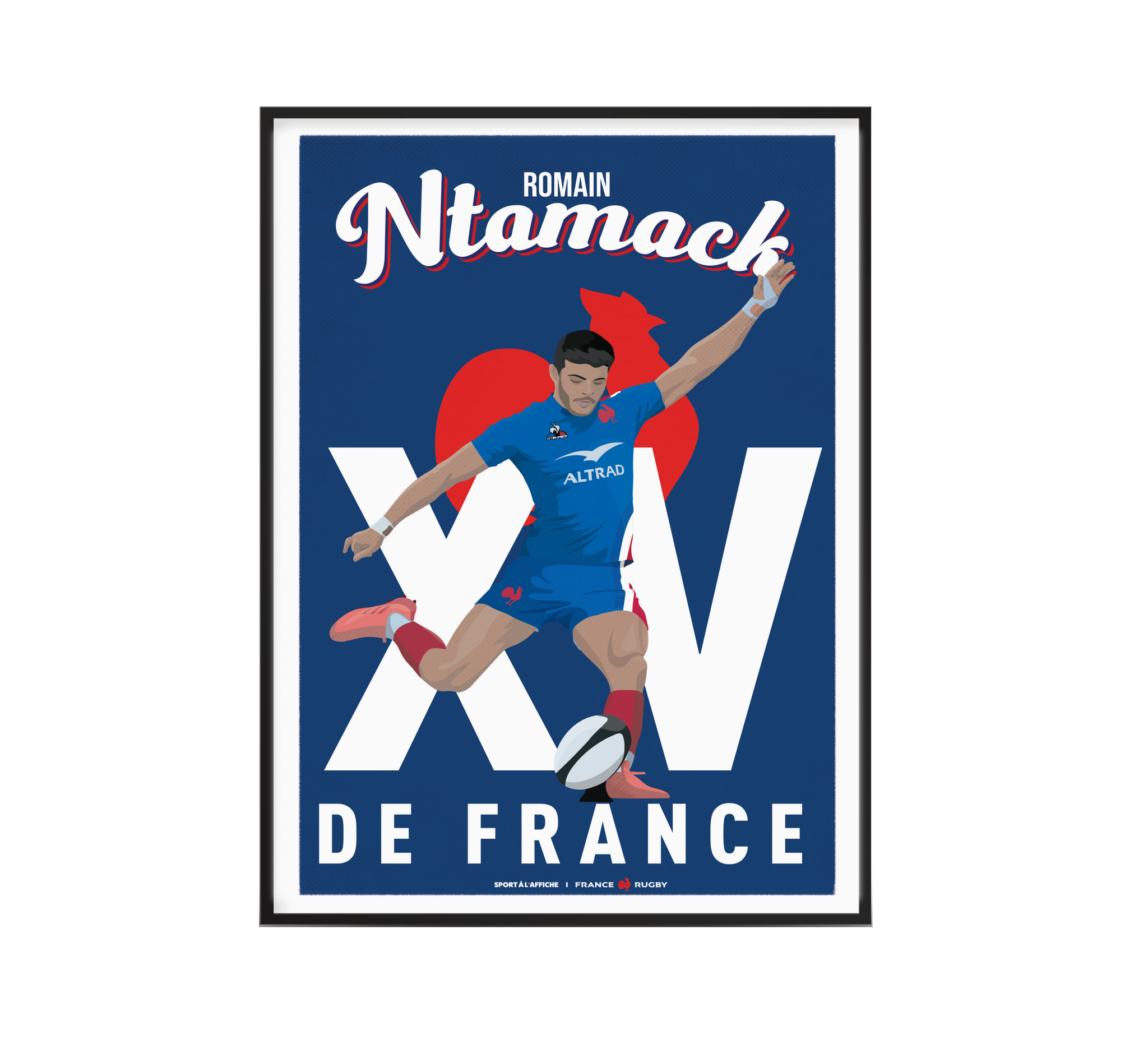 Affiche France Rugby - Illustration Romain Ntamack 40 x 60 cm Affiche France Rugby - Illustration Romain Ntamack 40 x 60 cm