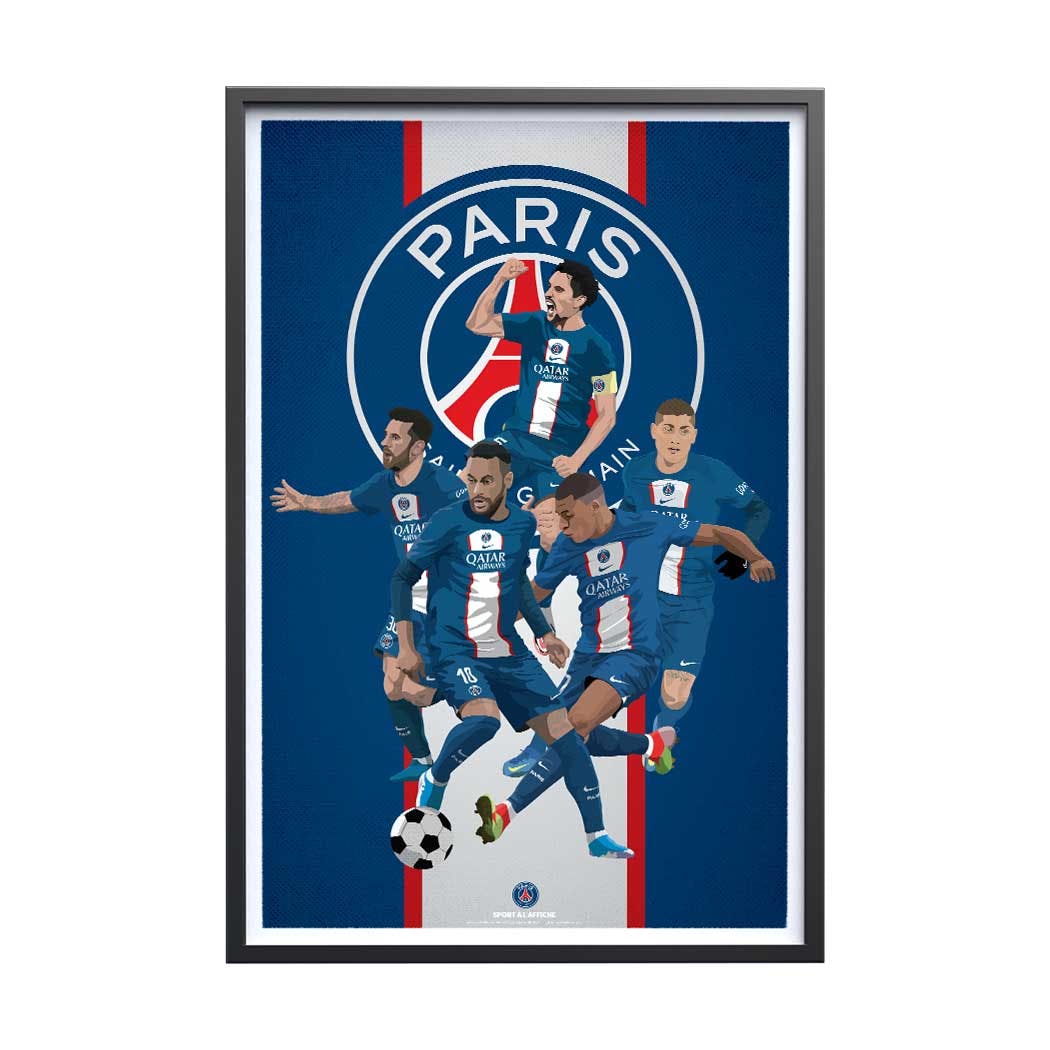Affiche Football PSG - Illustration 5 Fantastiques 30 x 40 cm