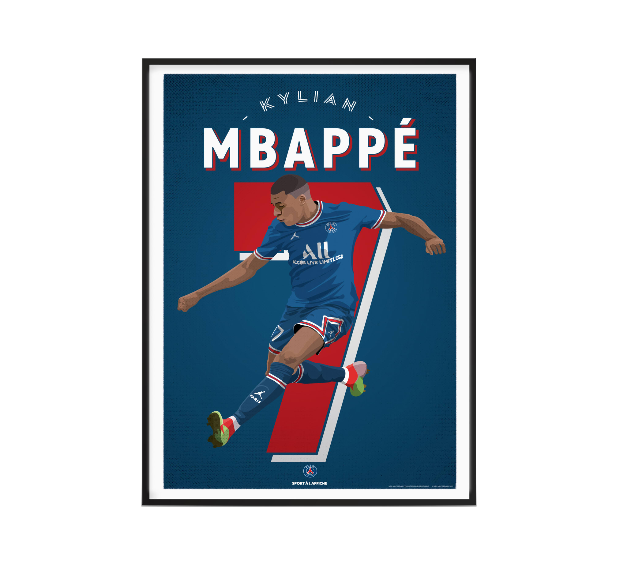 Affiche Football PSG - Illustration Kylian Mbappé 40 x 60 cm