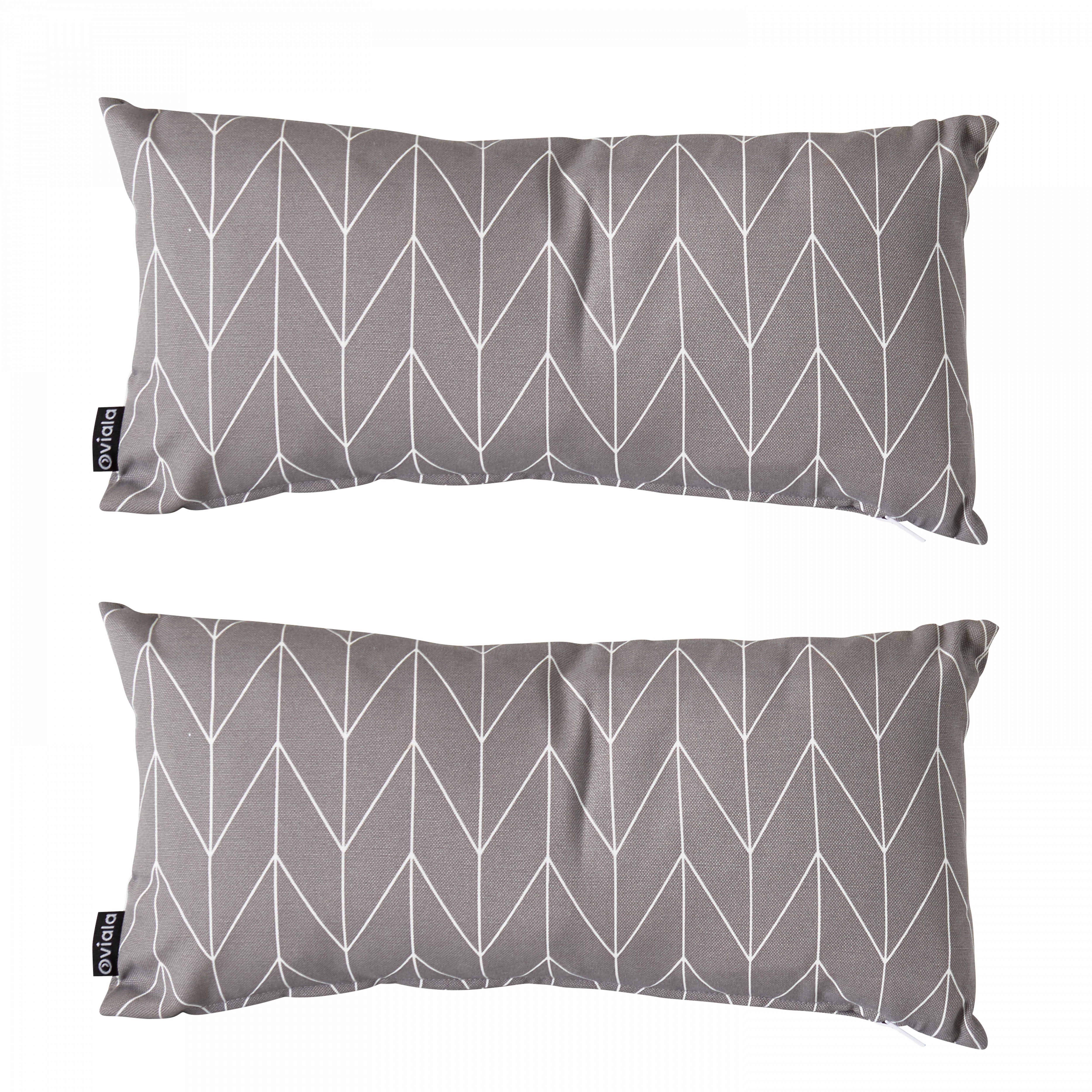 Lot de 2 petits coussins polyester gris 40 x 20 x 8 cm