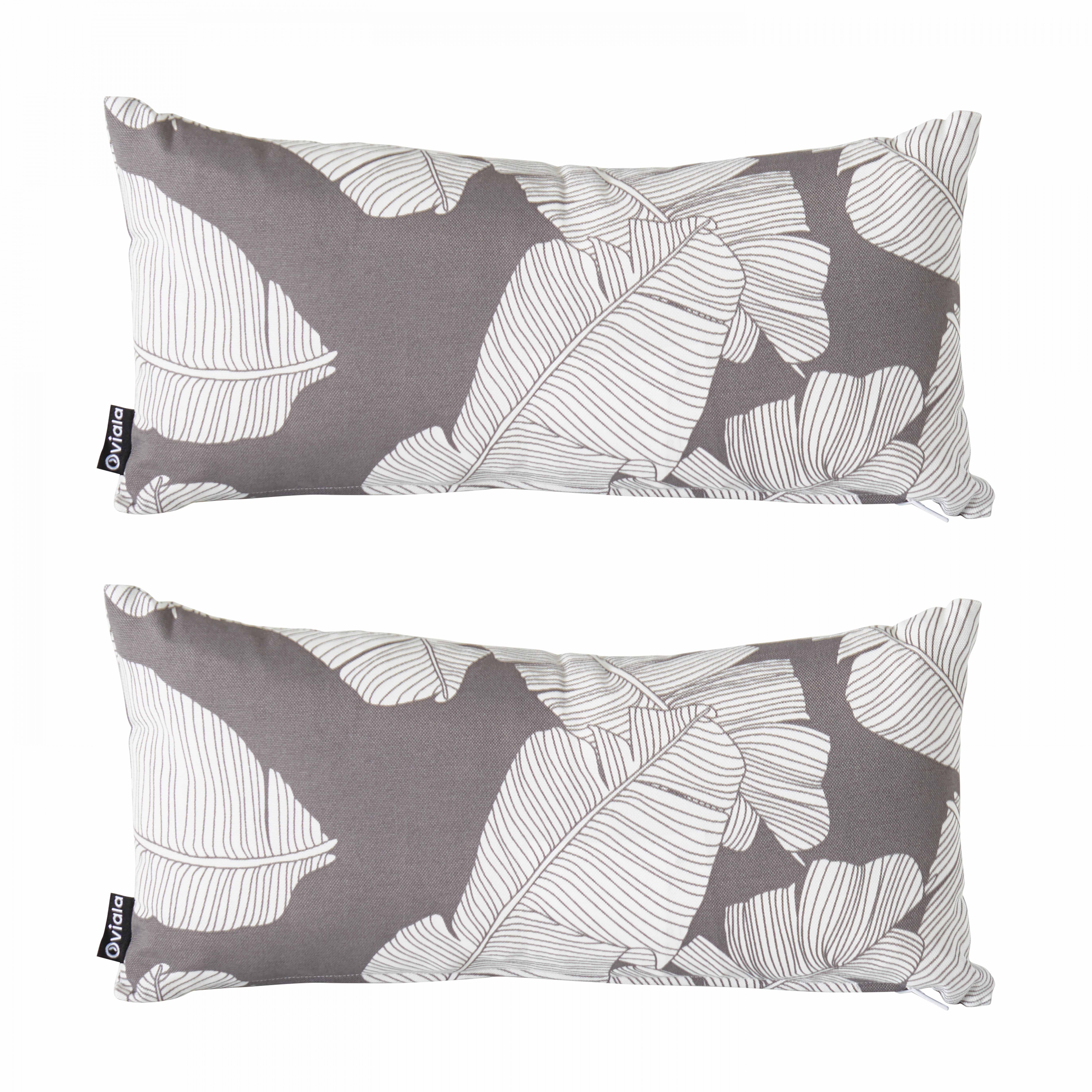 Lot de 2 petits coussins polyester gris imprimé 40 x 20 x 8 cm