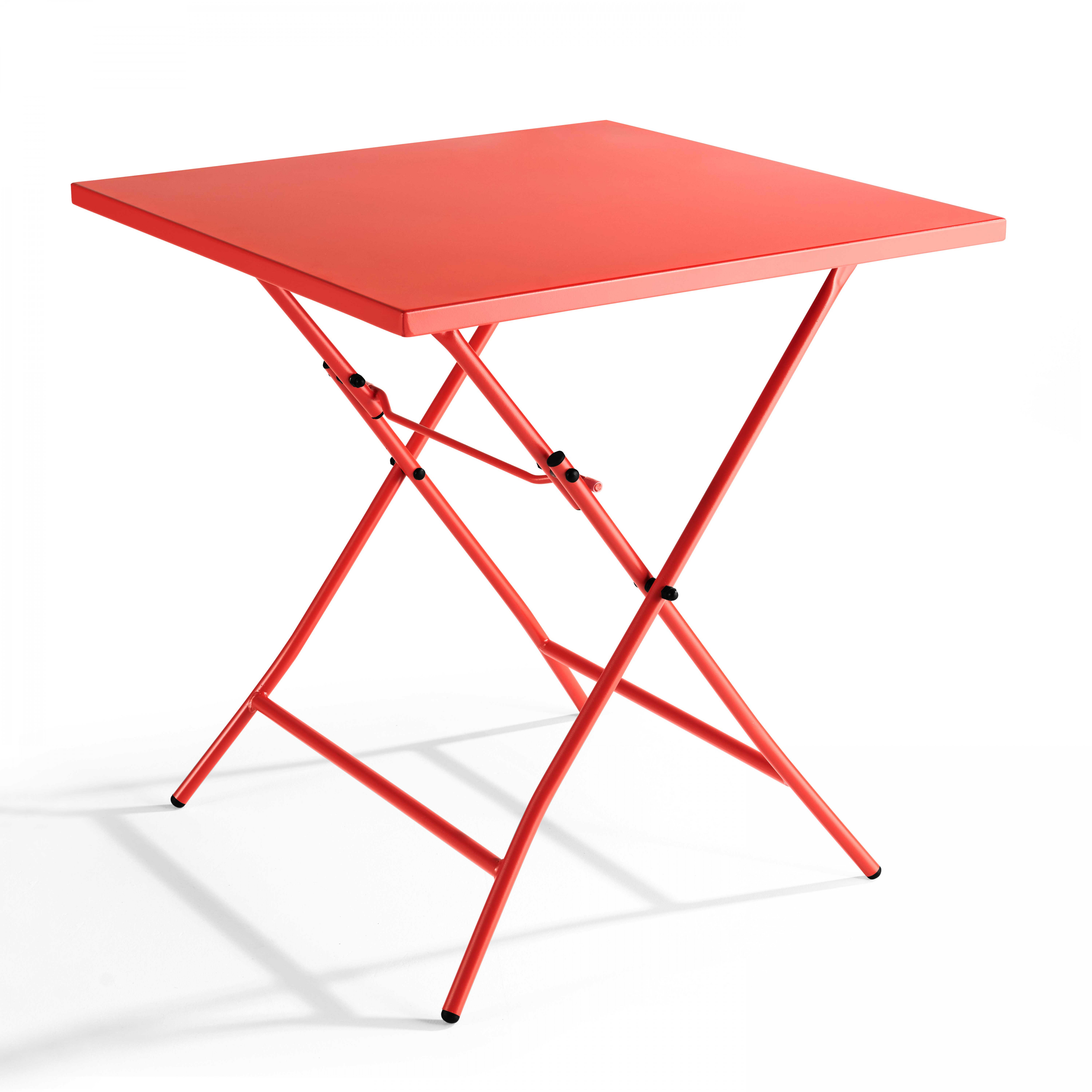 Table de jardin pliante carrée en acier rouge