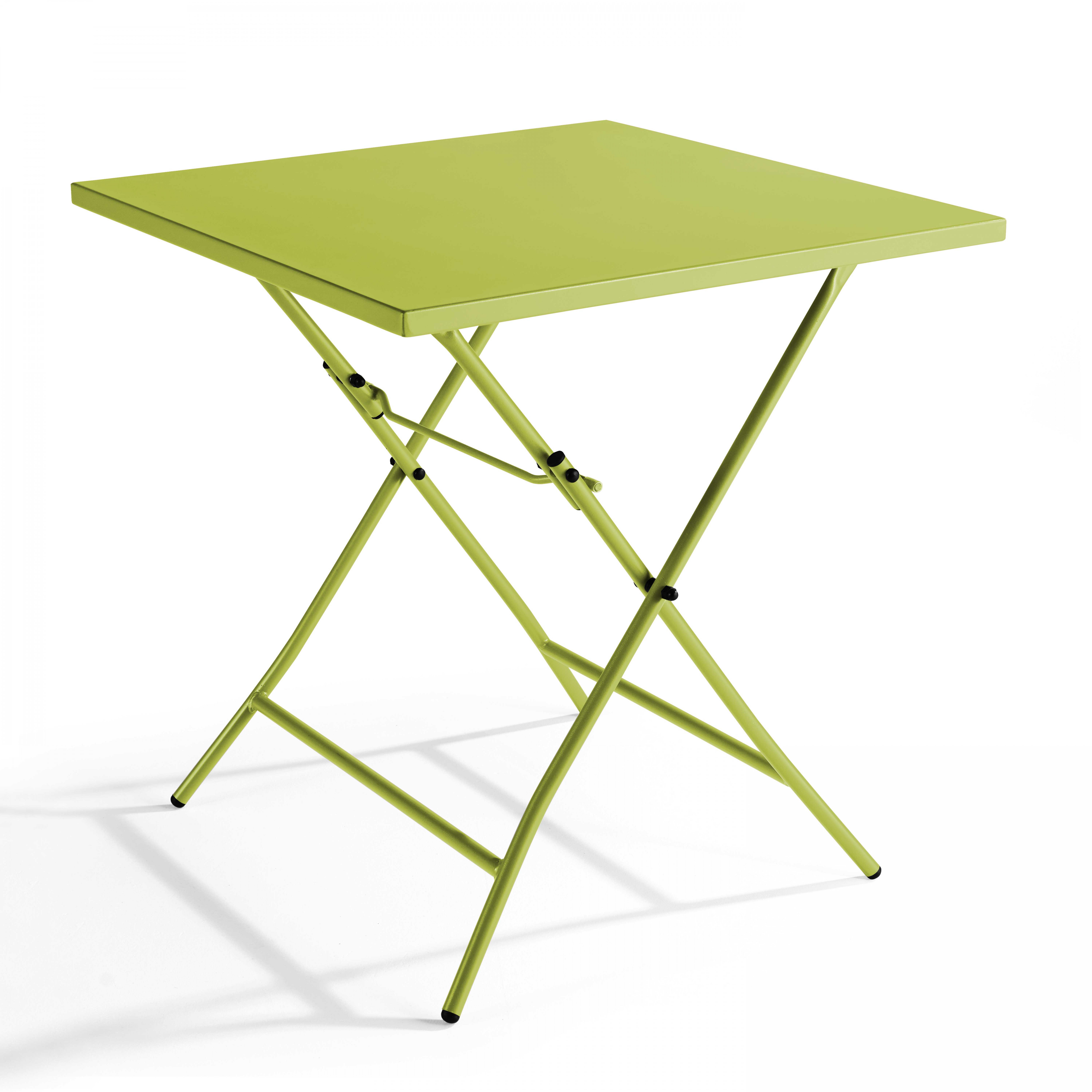 Table de jardin pliante carrée en acier vert