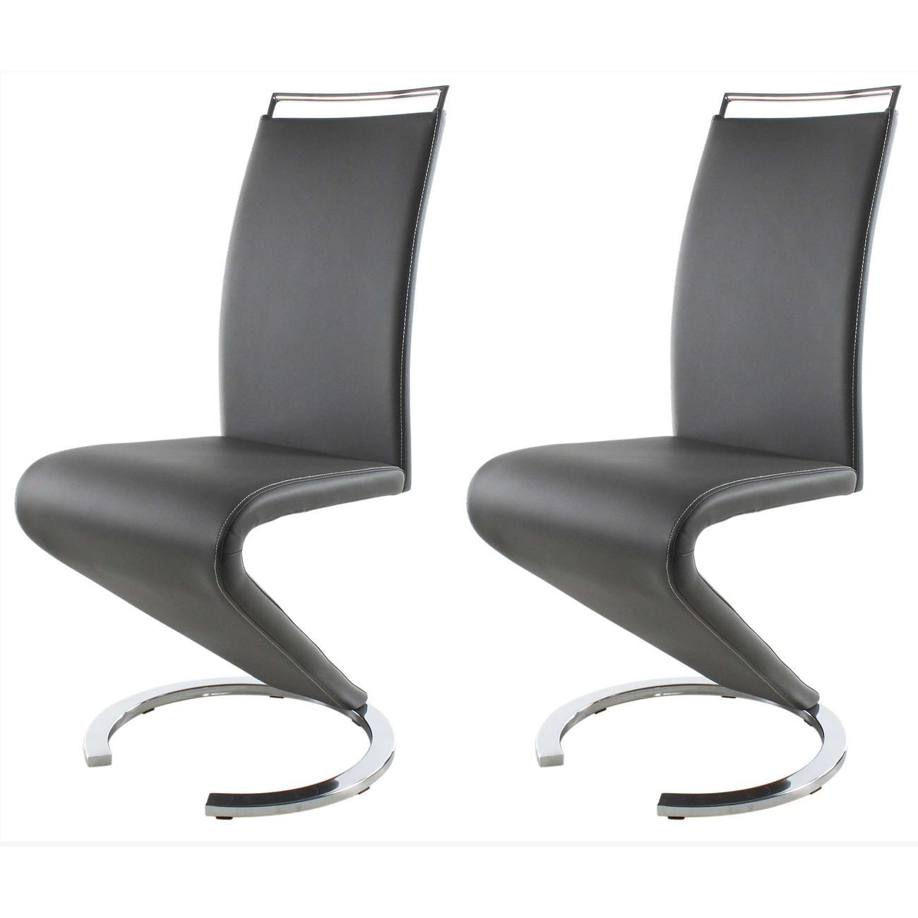 Chaise assise grise pieds métal - Lot de 2