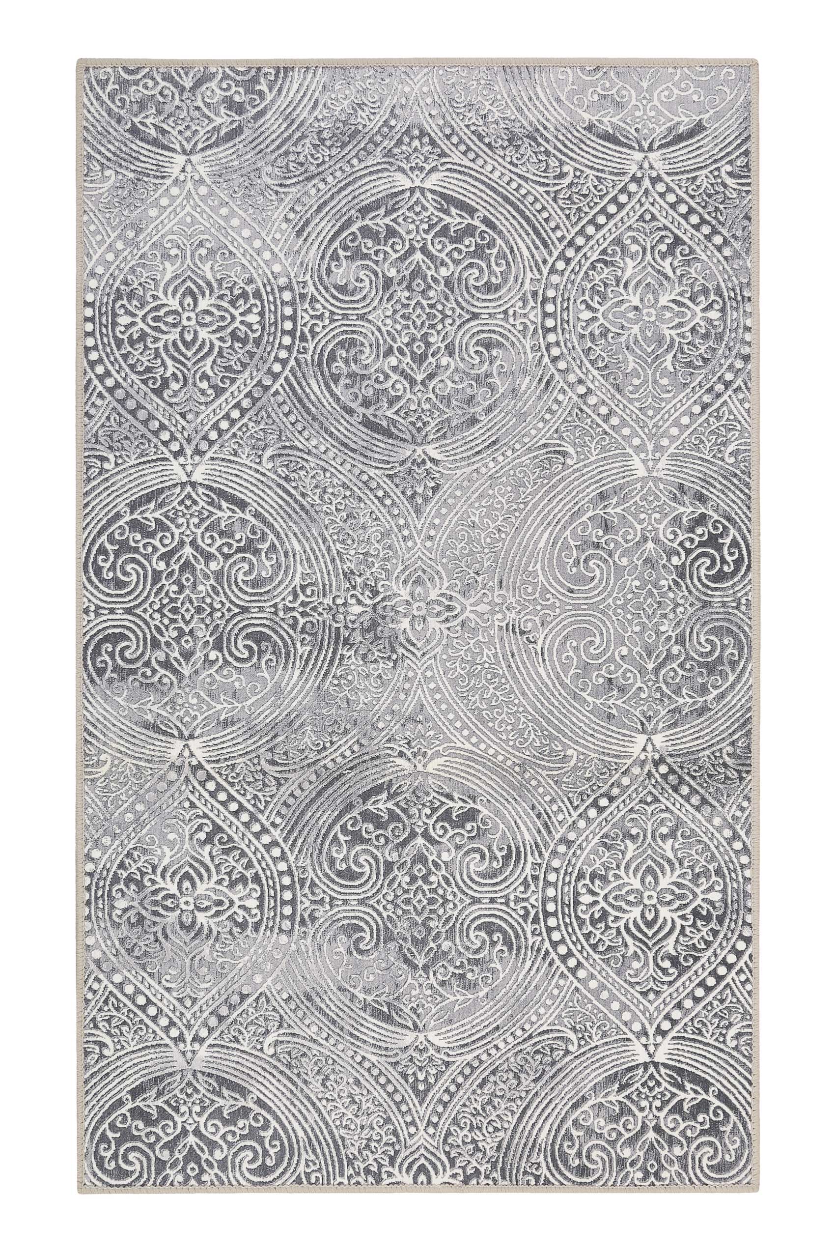 tapis de bain motif paisley gris 80x150