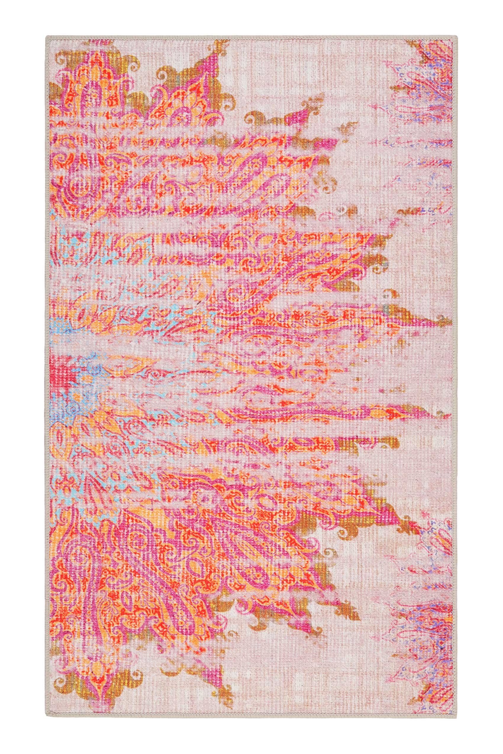 Tapis de bain vintage motif oriental multicolore 70x120 Tapis de bain vintage motif oriental multicolore 70x120
