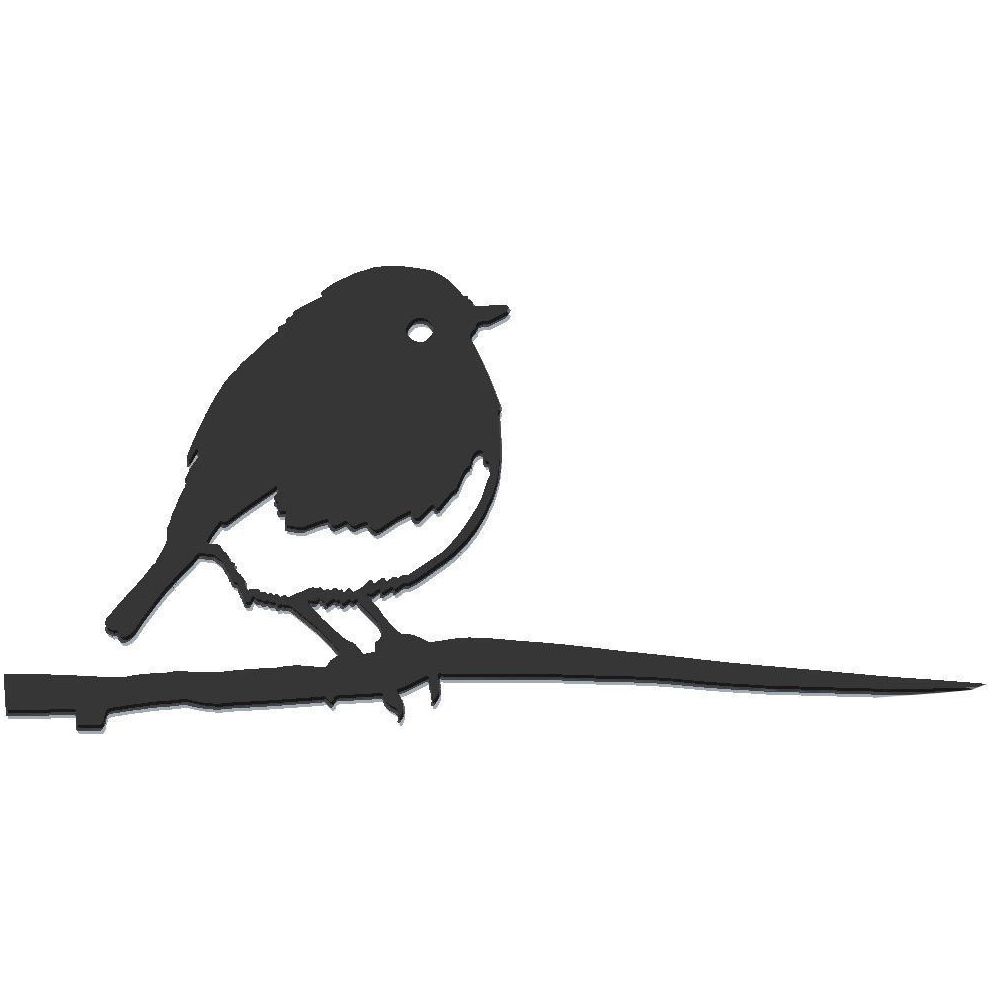 Oiseau à planter rouge gorge en acier corten hauteur 14cm