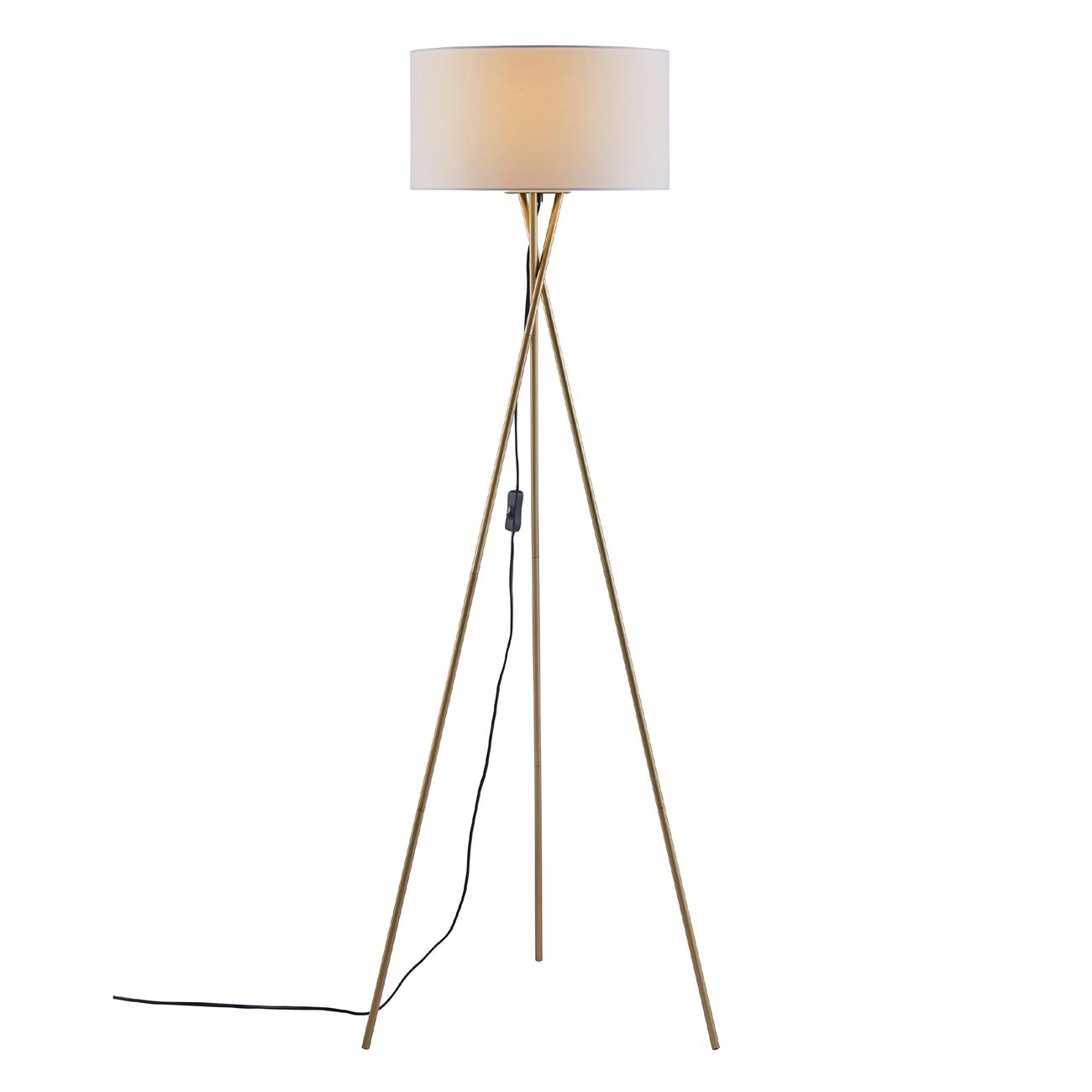 Lampadaire abat jour tissu blanc et pied métal doré Lampadaire abat jour tissu blanc et pied métal doré