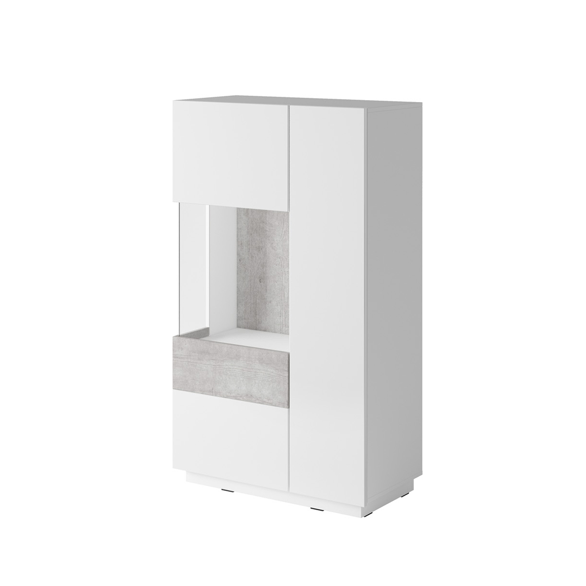 Vaisselier 2 portes ouverture gauche stratifiés blanc et béton